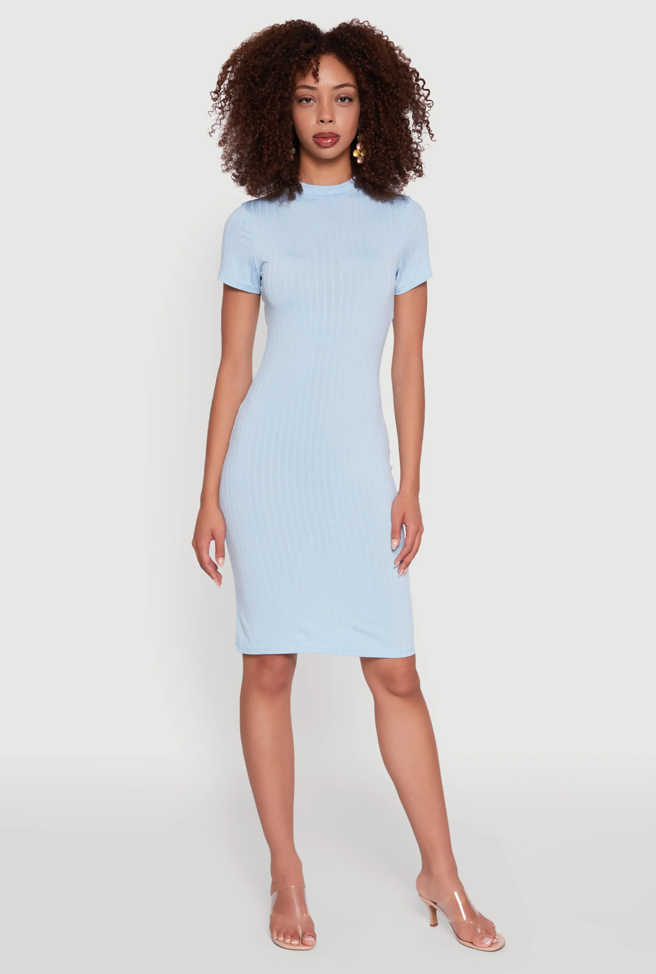 Daisy Rib Knit Mock Neck T Shirt Dress sold by Rainbow