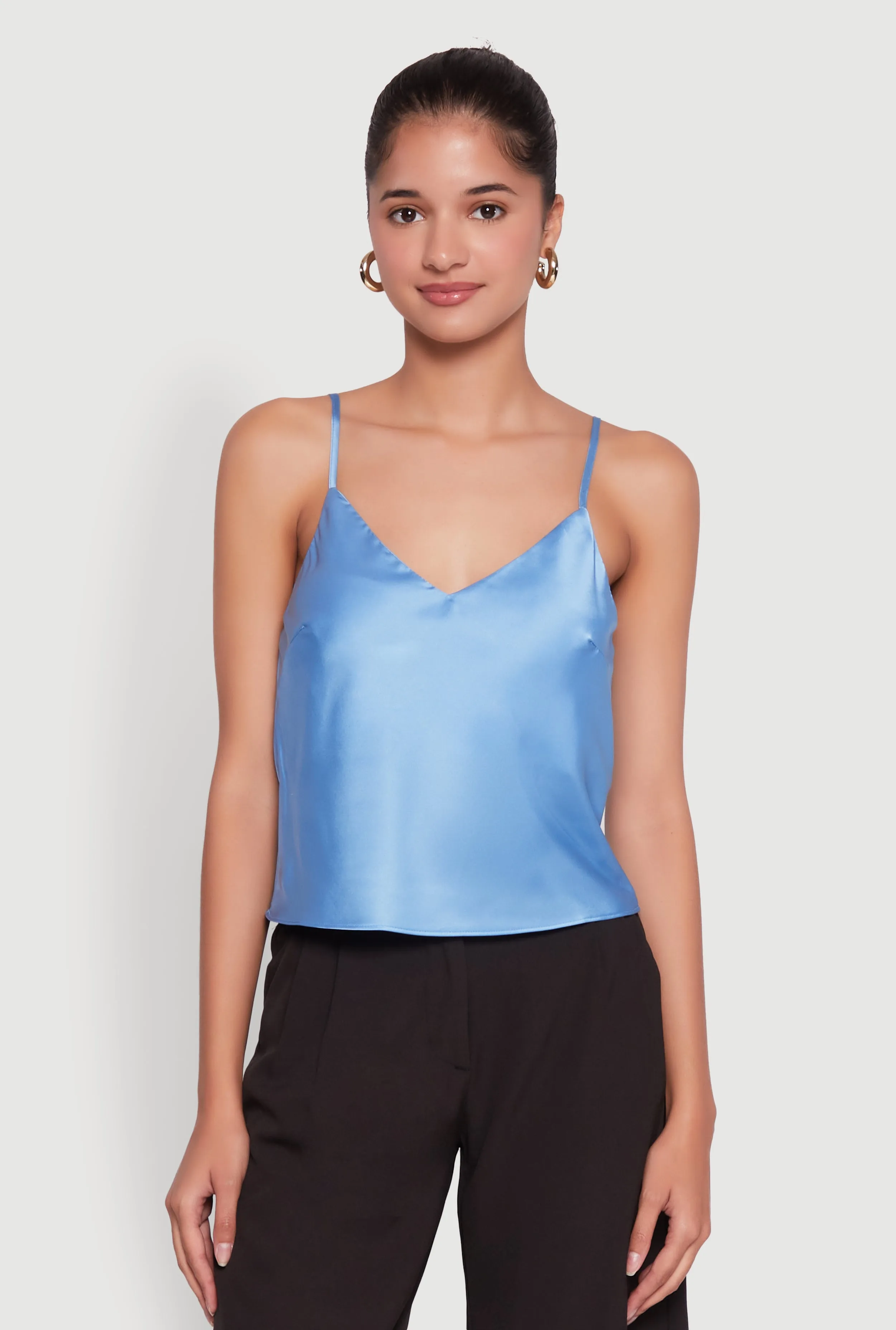 Satin V-Neck Cropped Cami with Adjustable Straps sold by Rainbow product image thumbnail 2