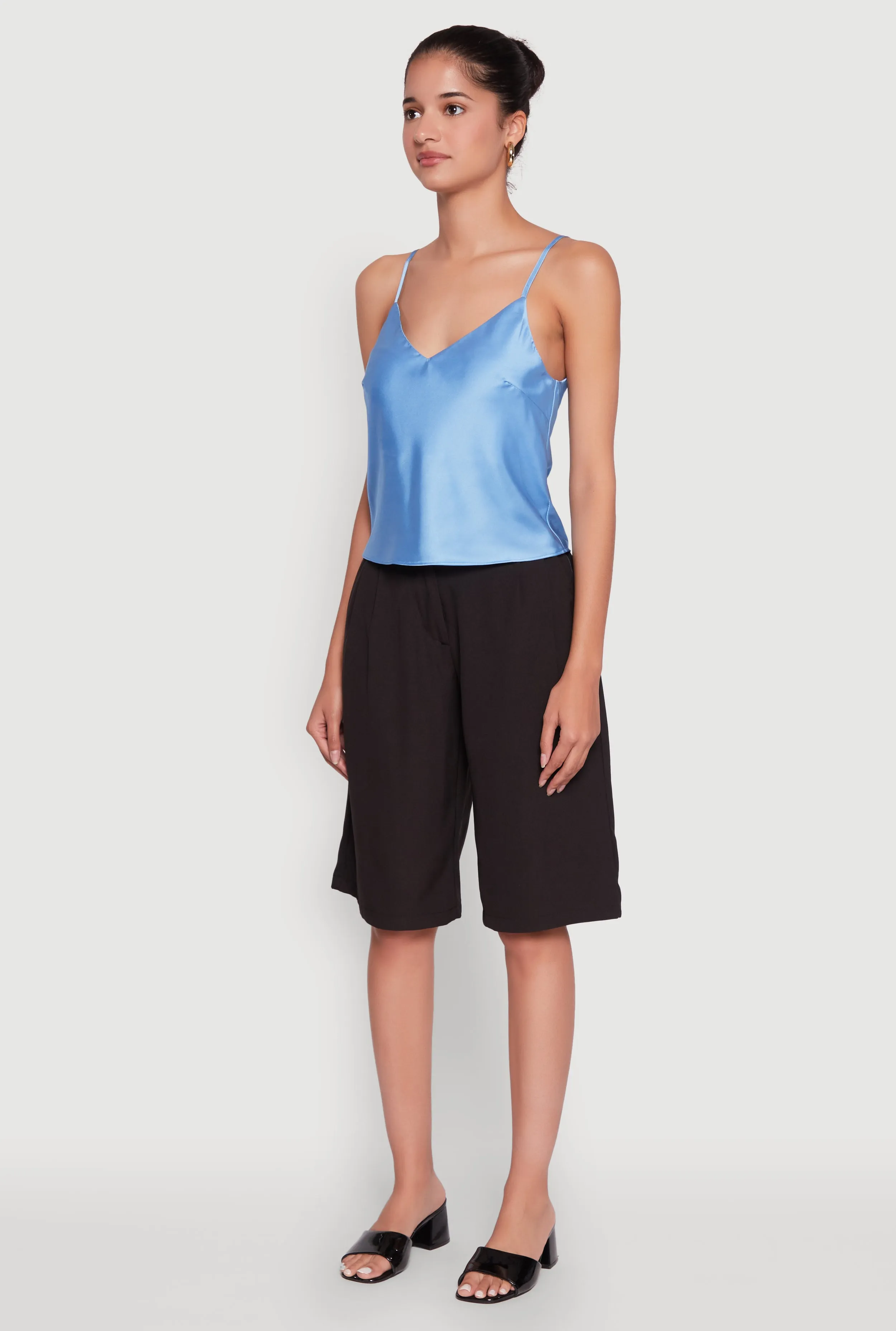 Satin V-Neck Cropped Cami with Adjustable Straps sold by Rainbow product image thumbnail 5