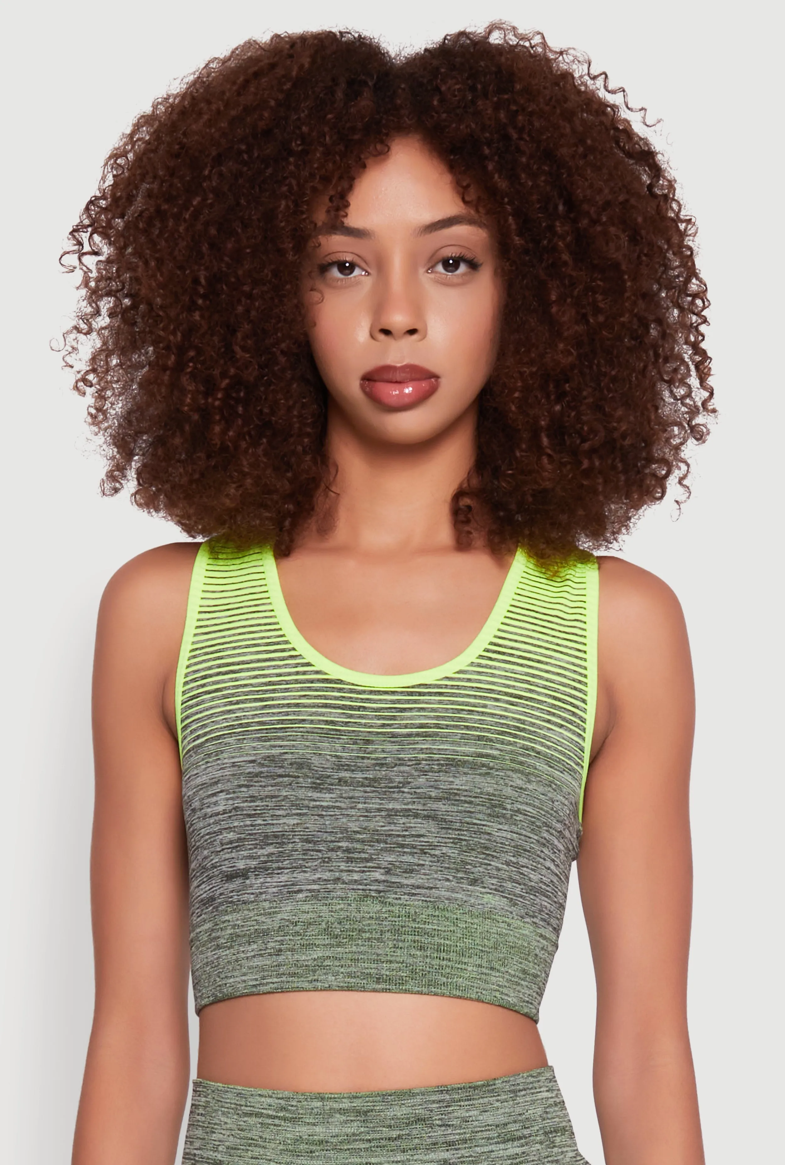 Trendy Marled Ombre Cropped Tank Top sold by Rainbow