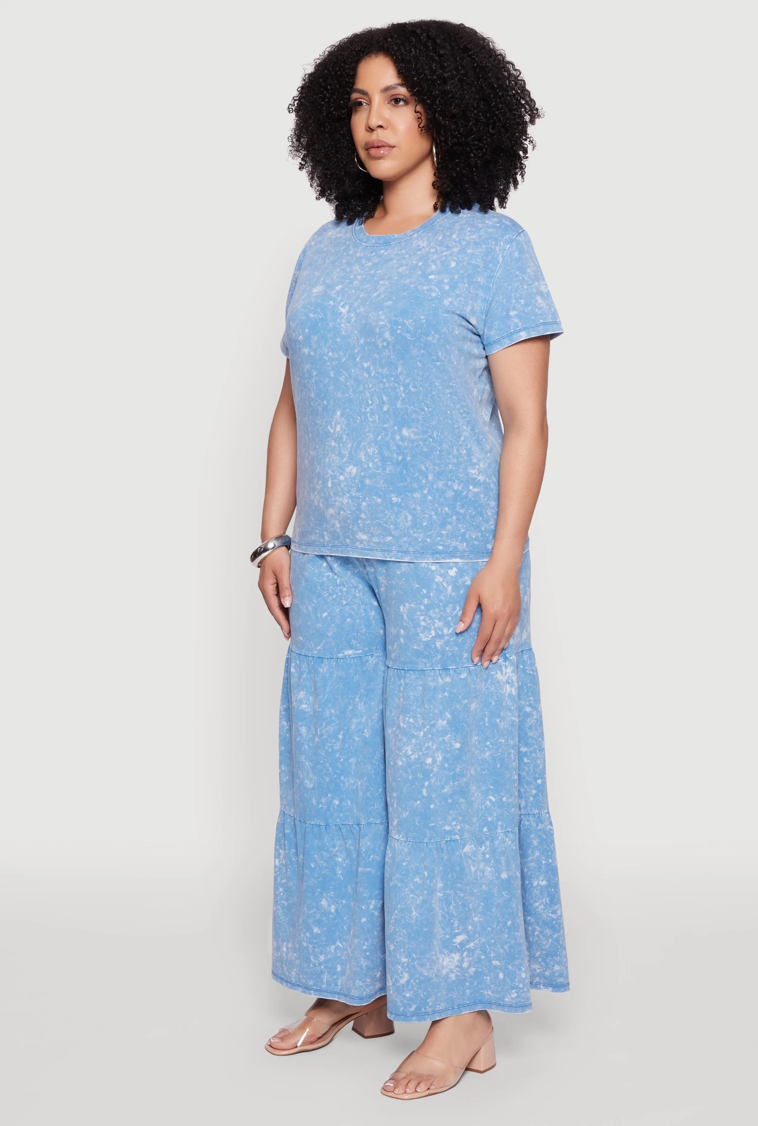 Plus Size Acid Wash Crew Neck Short Sleeve T-Shirt sold by Rainbow product image thumbnail 5