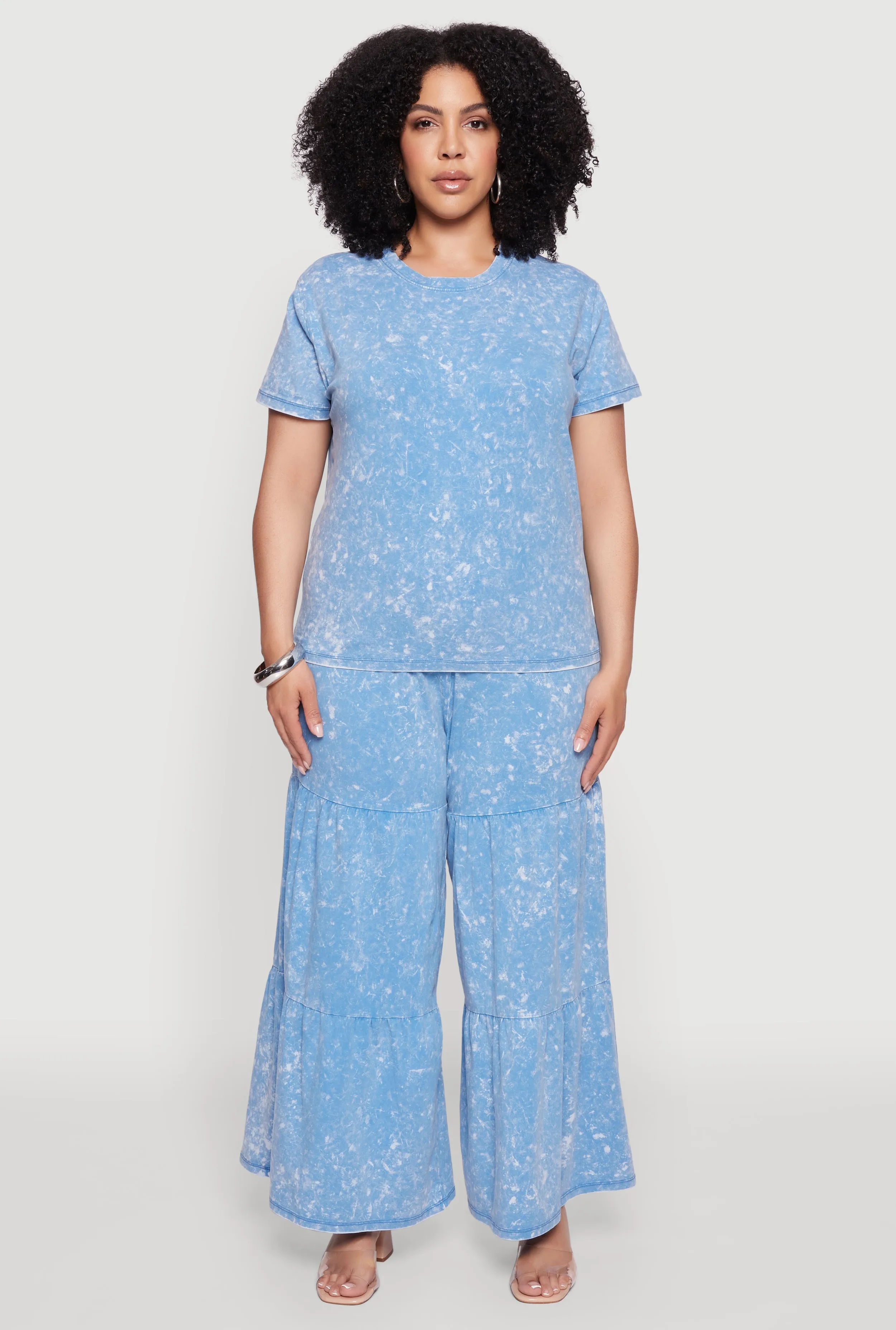 Plus Size Acid Wash Crew Neck Short Sleeve T-Shirt sold by Rainbow product image thumbnail 2