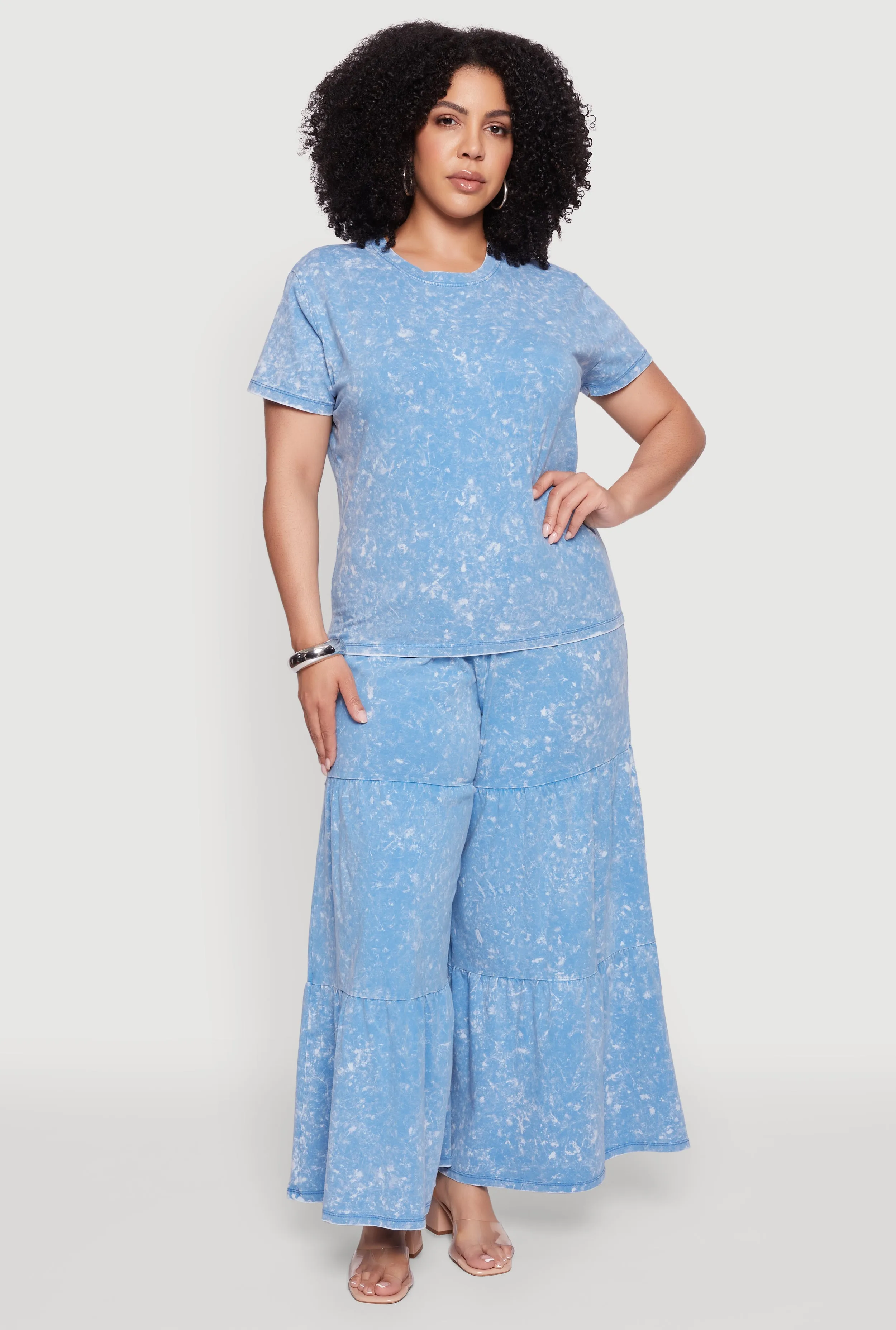 Plus Size Acid Wash Crew Neck Short Sleeve T-Shirt sold by Rainbow product image thumbnail 3