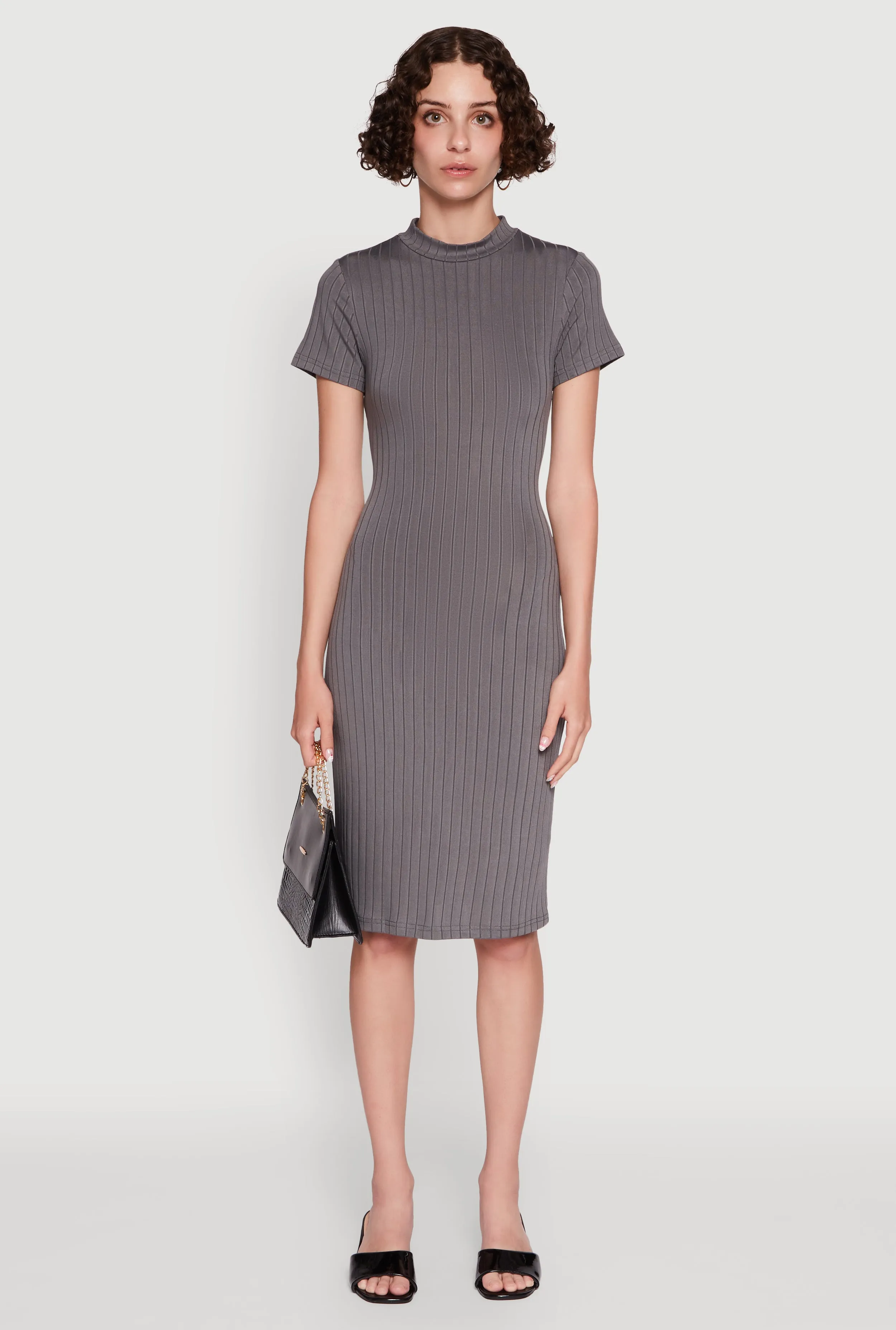 Daisy Rib Knit Mock Neck T Shirt Dress sold by Rainbow product image thumbnail 2