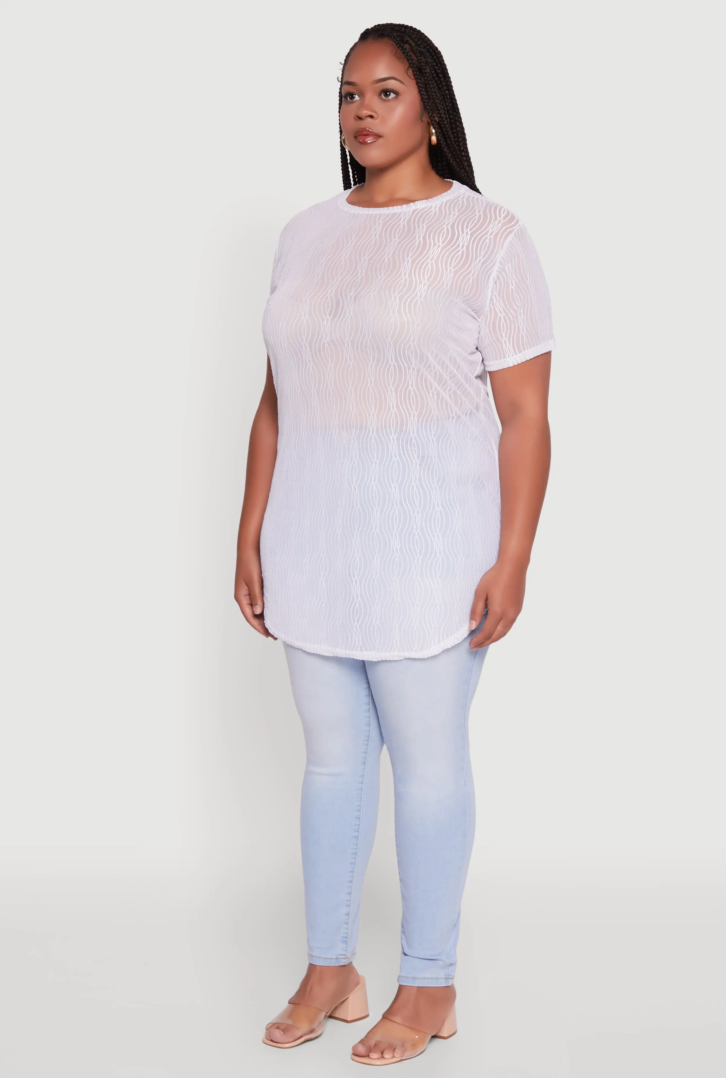 Plus Size Sheer Textured Knit Tunic Top sold by Rainbow product image thumbnail 5