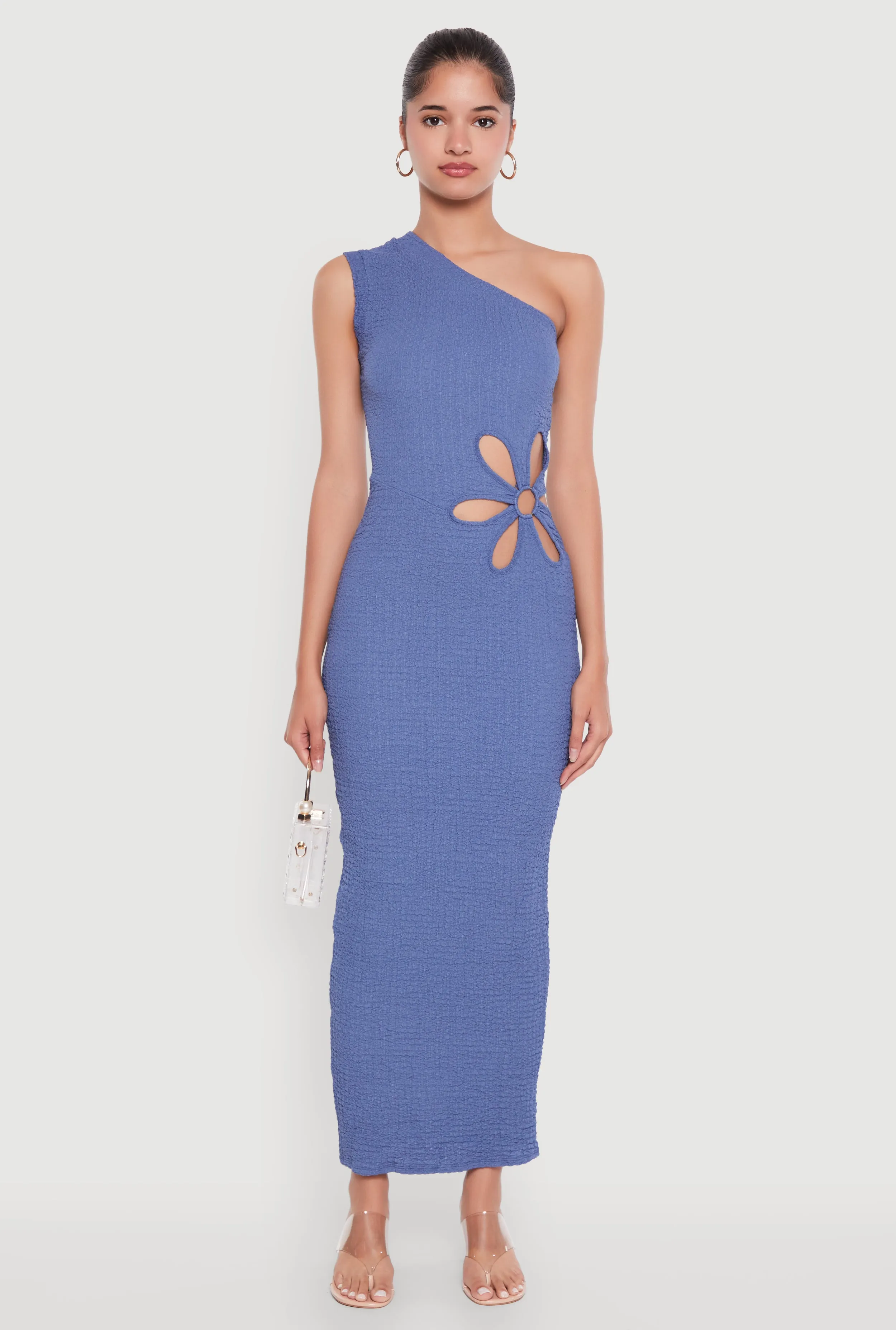 Trendy One Shoulder Flower Cut Out Maxi Dress sold by Rainbow product image thumbnail 2