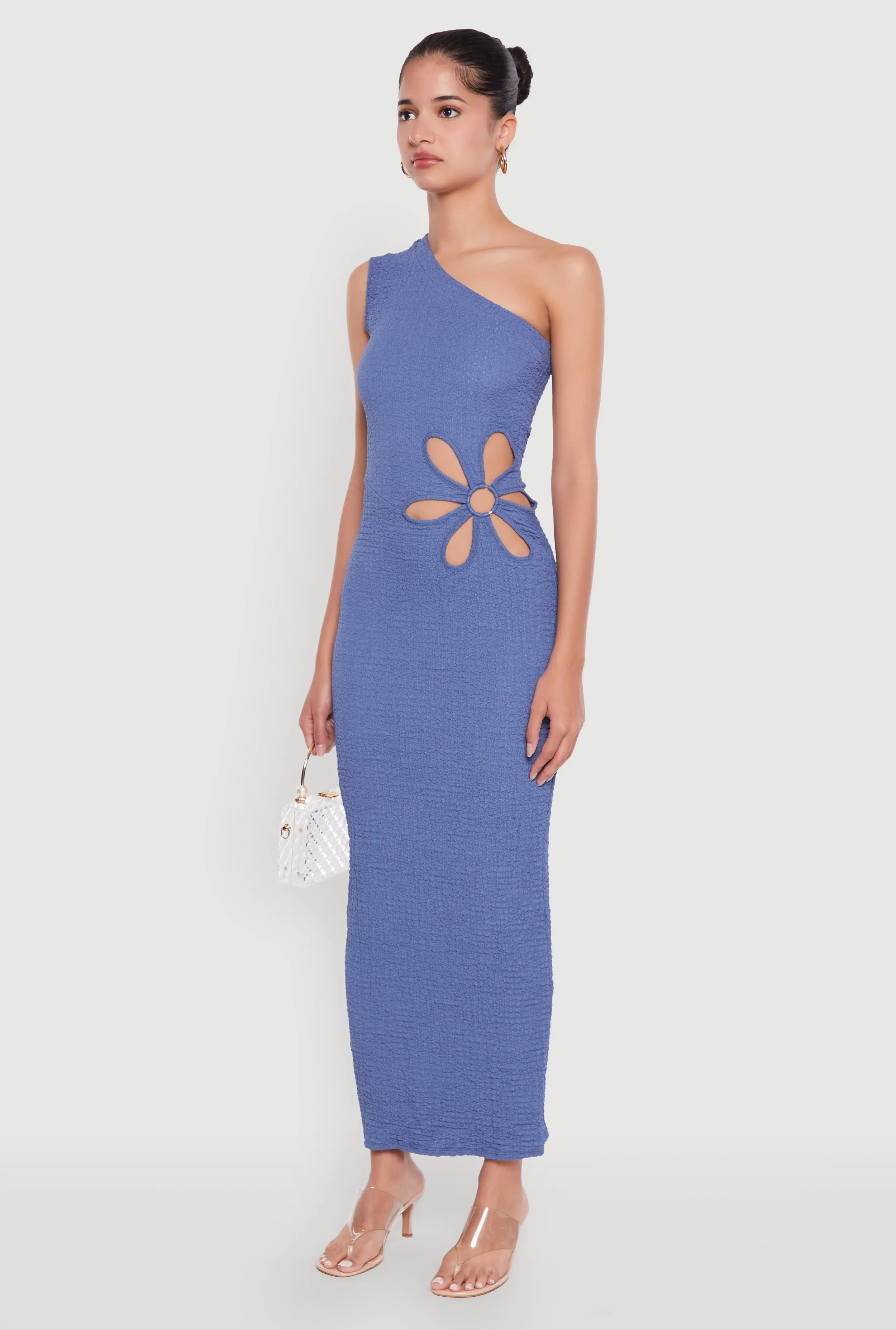 Trendy One Shoulder Flower Cut Out Maxi Dress sold by Rainbow product image thumbnail 3