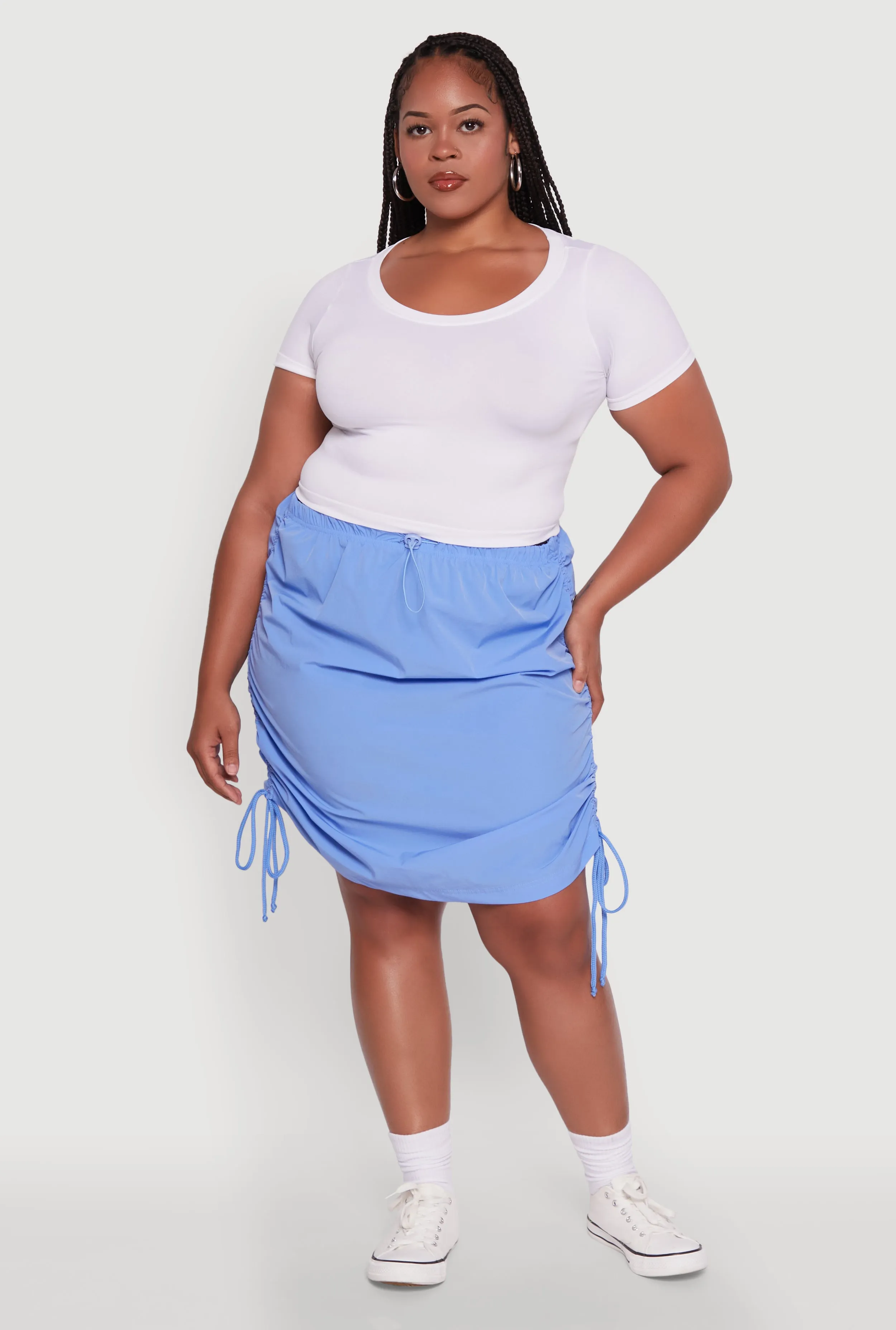 Plus Size Toggle Drawstring Waist Midi Skirt sold by Rainbow
