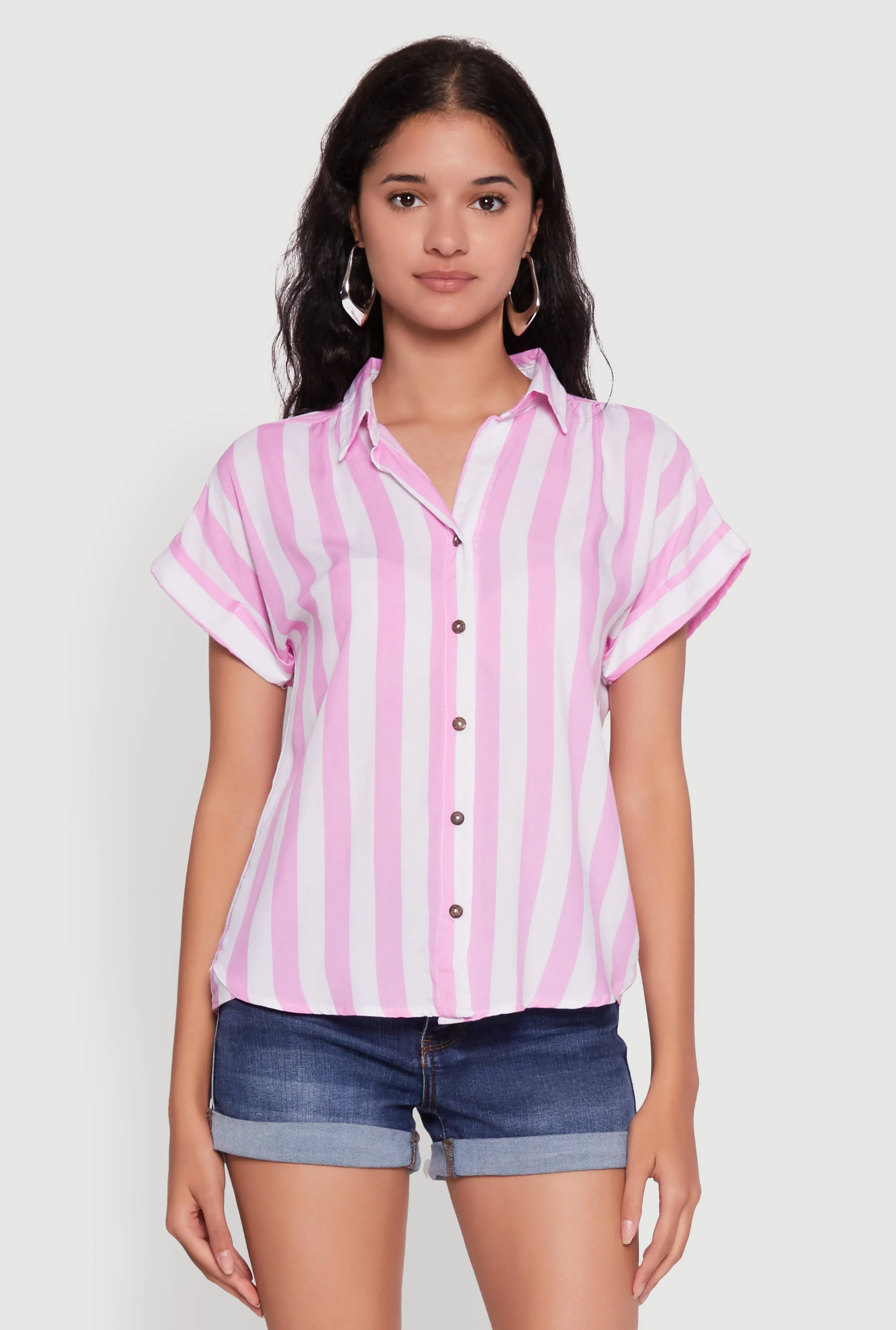 Striped Button Front Fixed Cuff Shirt sold by Rainbow product image thumbnail 2