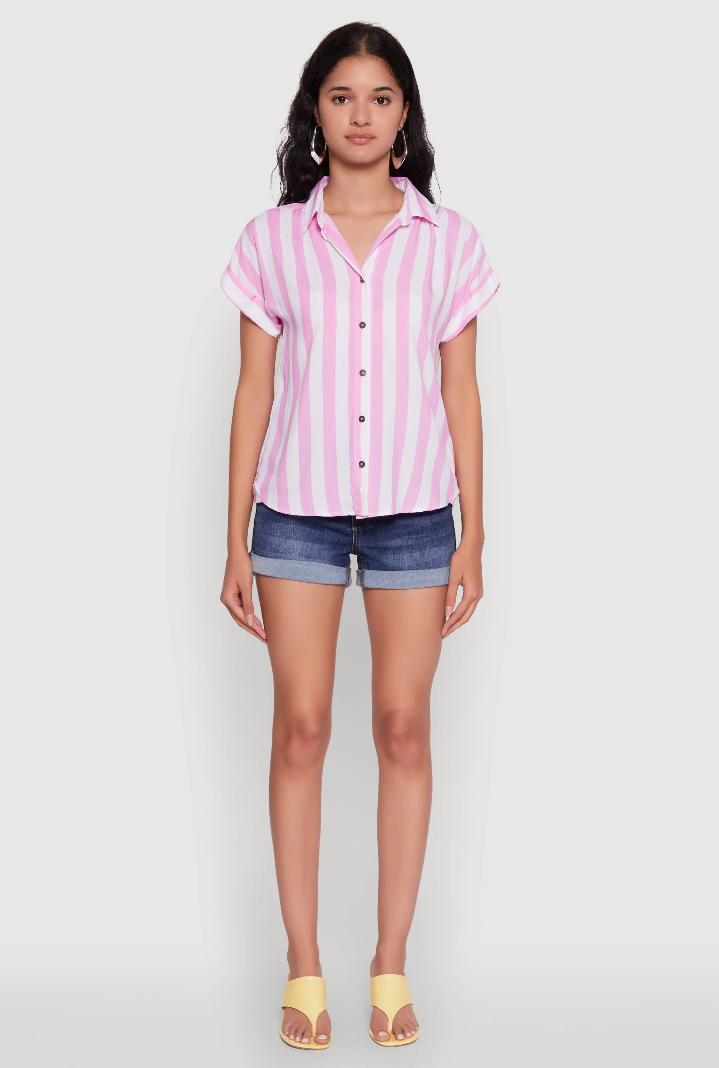 Striped Button Front Fixed Cuff Shirt sold by Rainbow product image thumbnail 3
