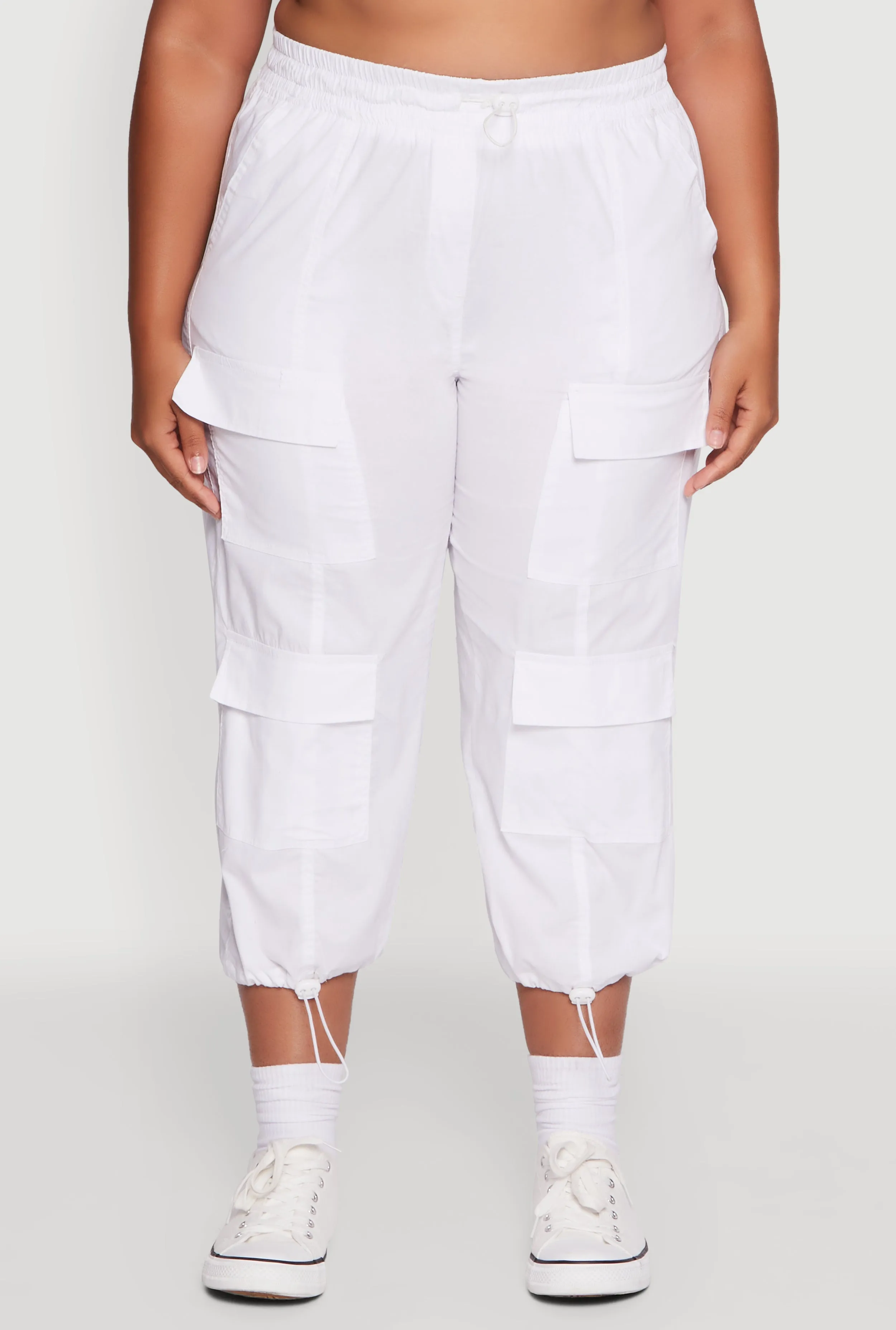 Plus Size Poplin Drawstring Hem Utility Capris sold by Rainbow product image thumbnail 5