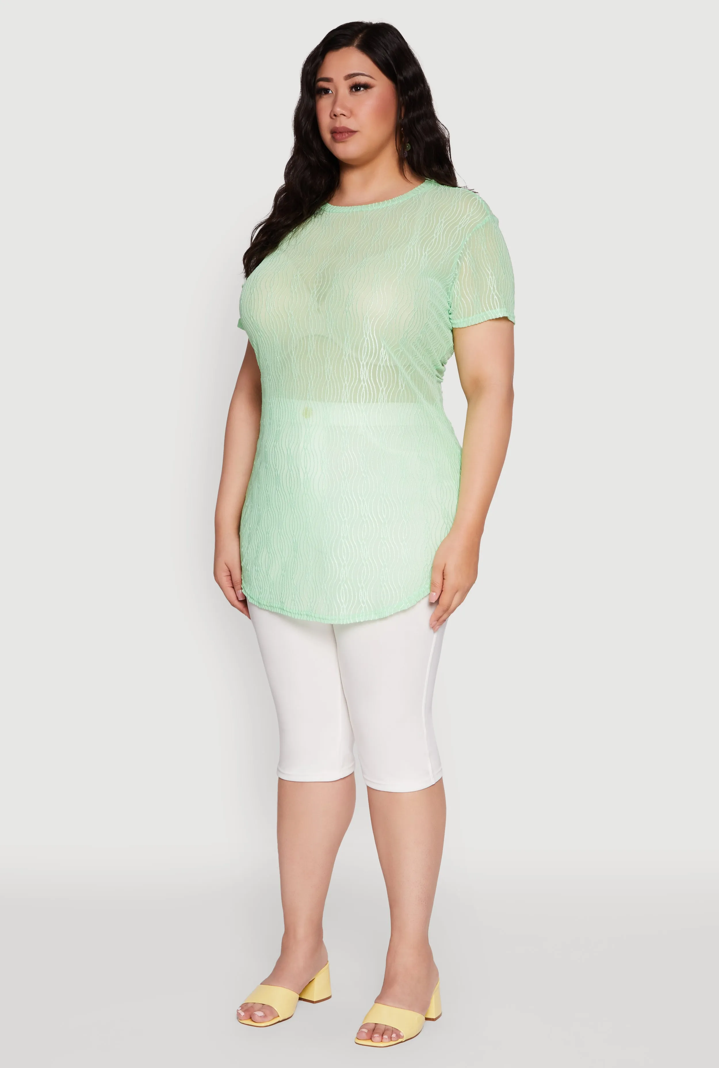 Plus Size Sheer Textured Knit Tunic Top sold by Rainbow product image thumbnail 5