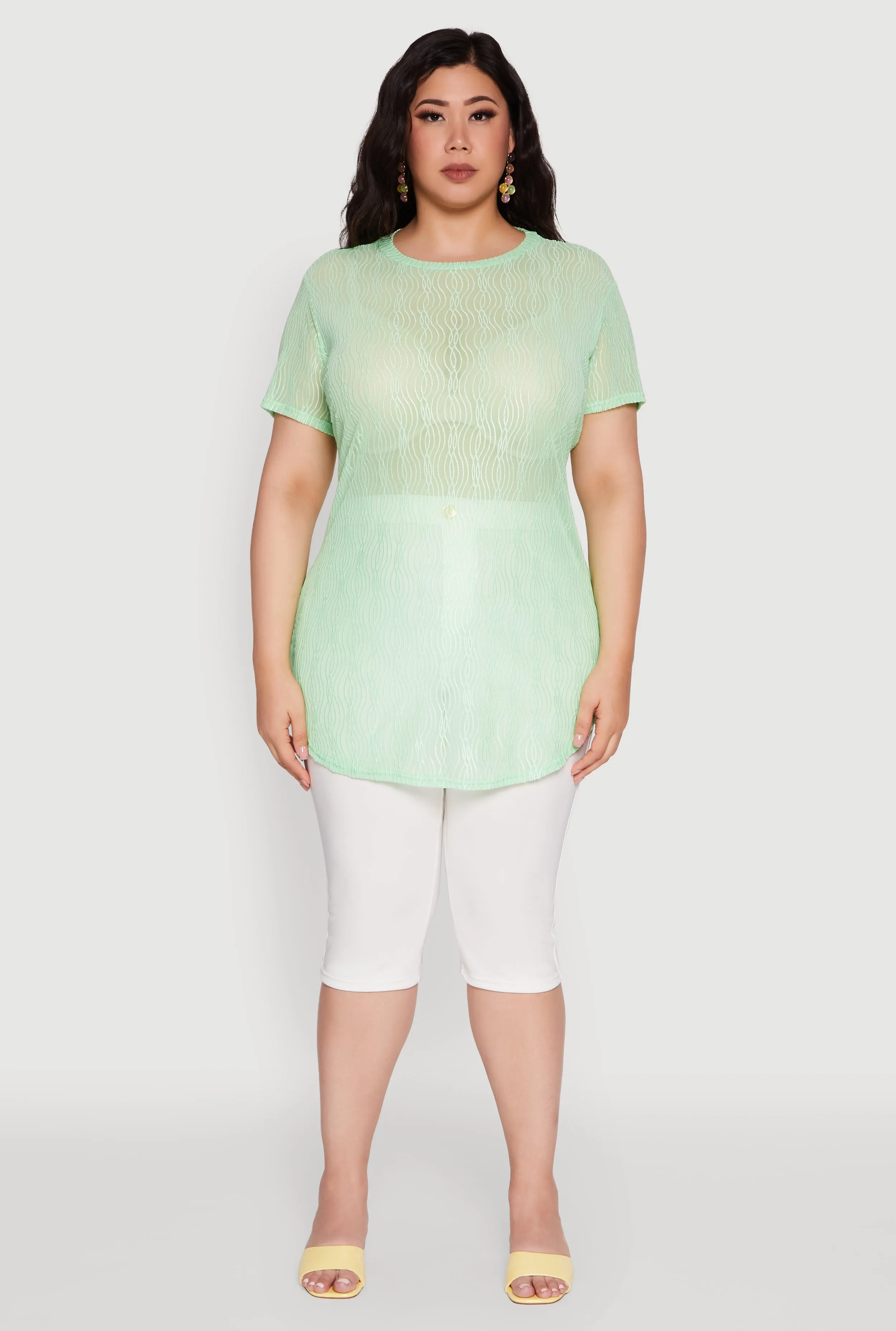 Plus Size Sheer Textured Knit Tunic Top sold by Rainbow product image thumbnail 3