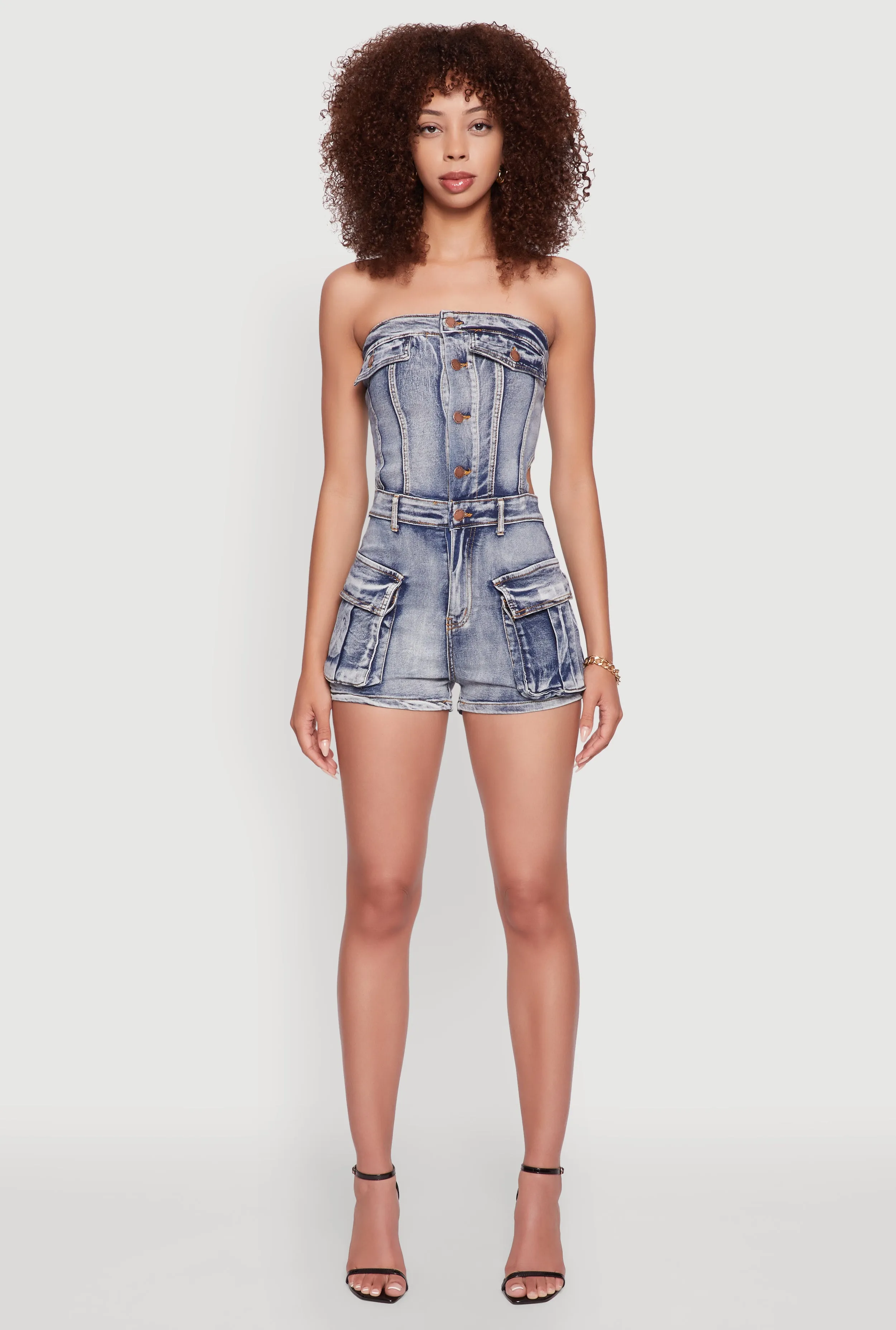 Daisy Acid Wash Strapless Denim Romper sold by Rainbow product image thumbnail 2