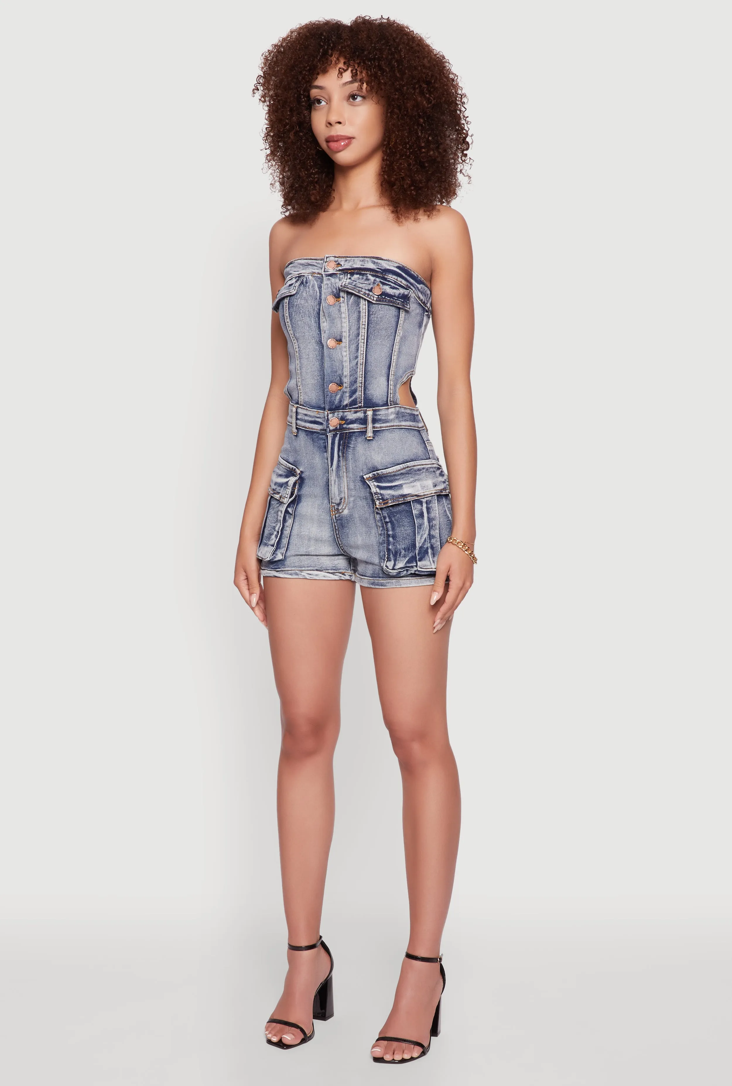 Daisy Acid Wash Strapless Denim Romper sold by Rainbow product image thumbnail 3