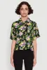 Trendy Tropical Floral Button Front Short Sleeve Shirt sold by Rainbow