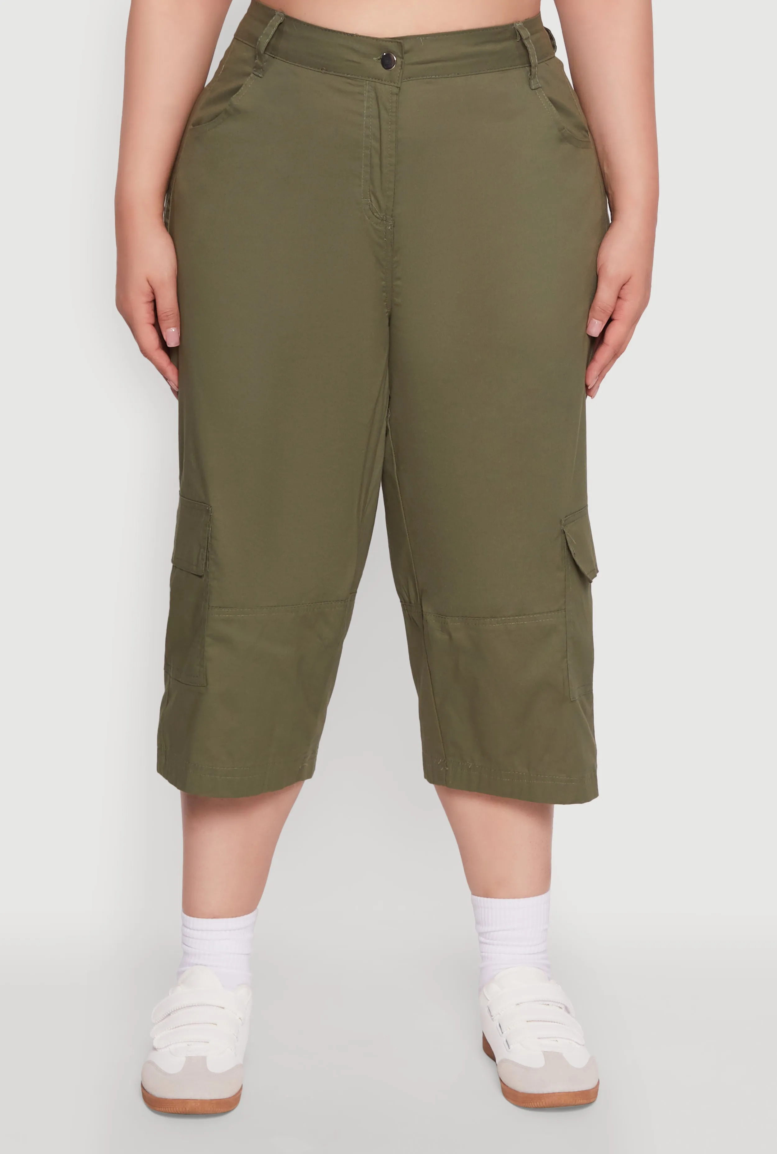 Plus Size Poplin High Waisted Cargo Capris sold by Rainbow product image thumbnail 5