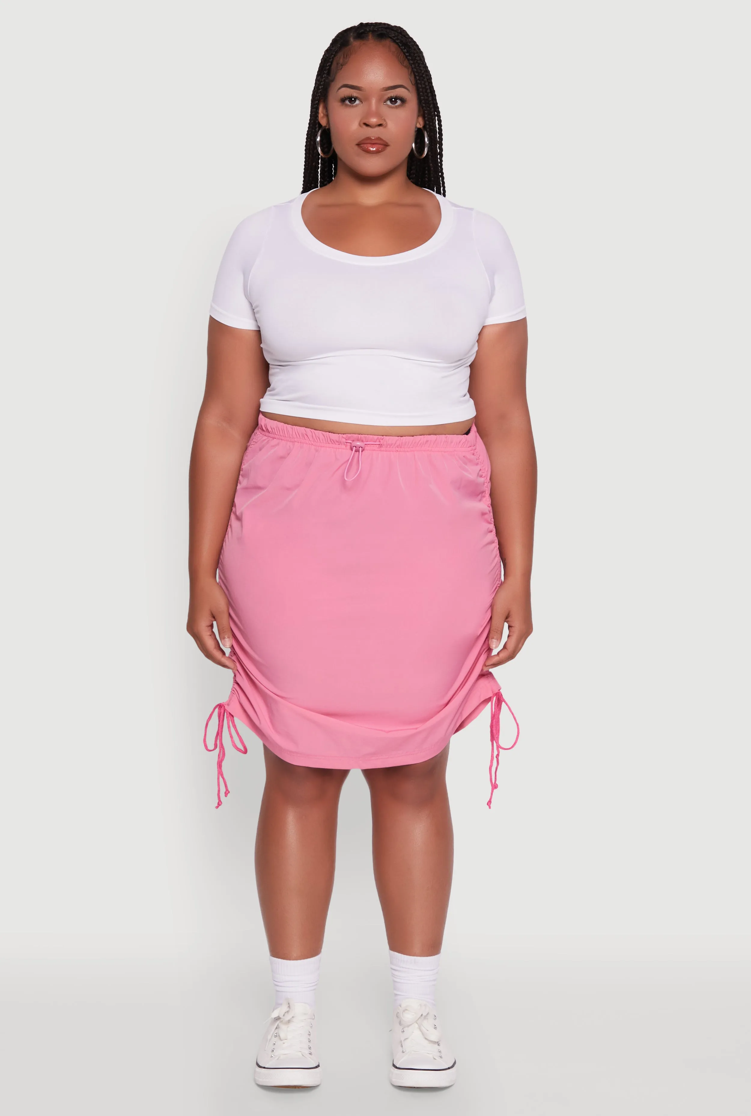 Plus Size Toggle Drawstring Waist Midi Skirt sold by Rainbow product image thumbnail 2