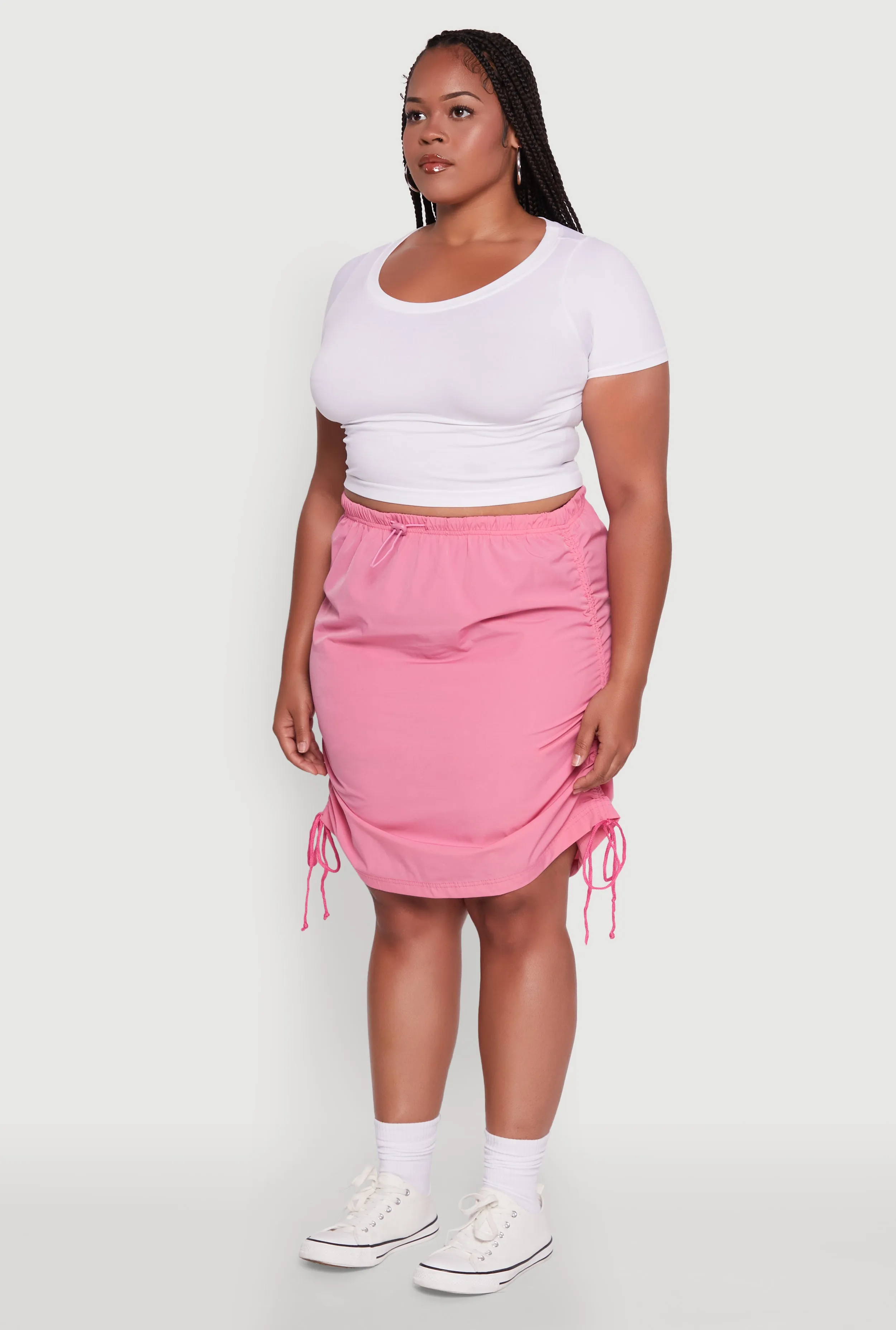 Plus Size Toggle Drawstring Waist Midi Skirt sold by Rainbow product image thumbnail 3