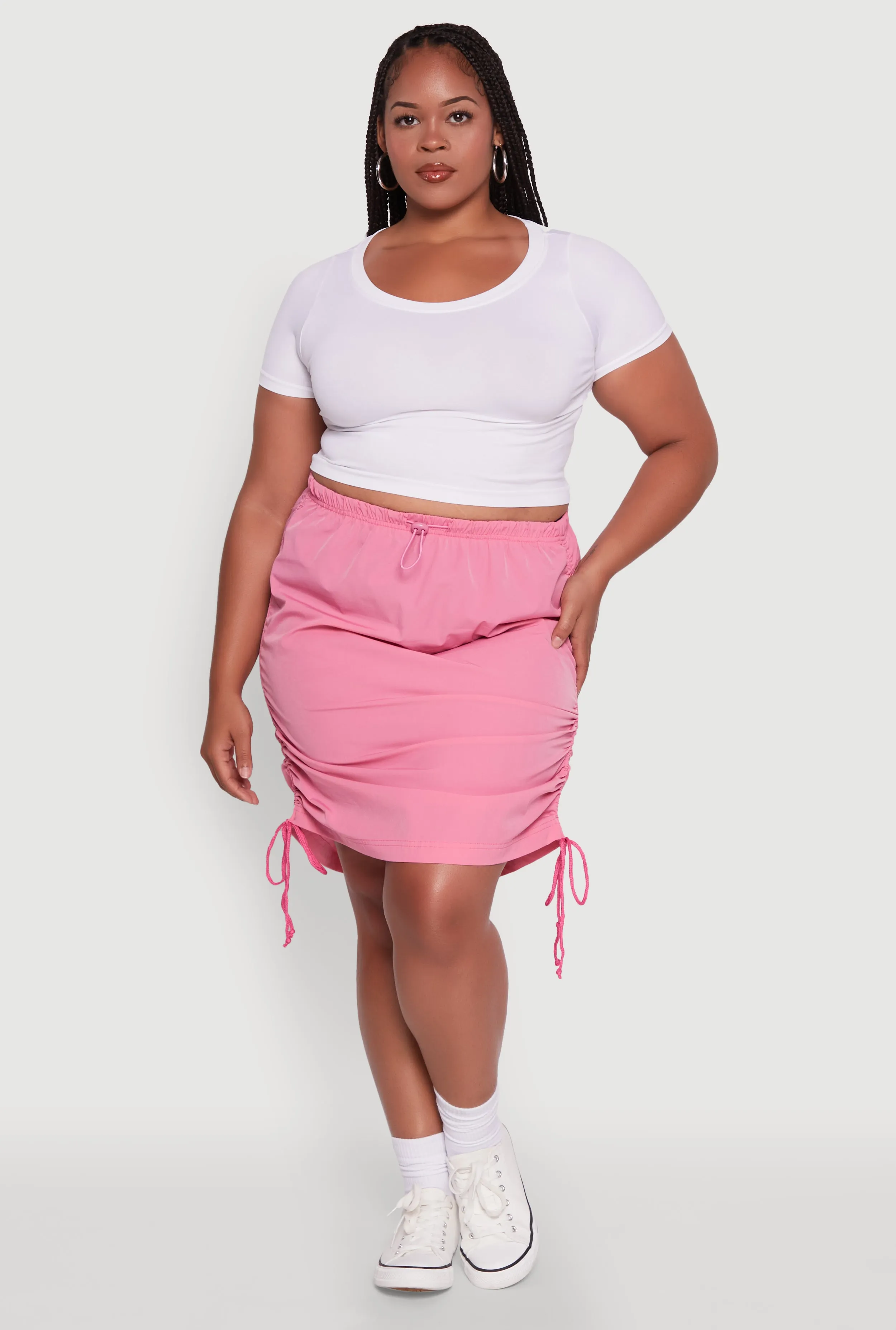 Plus Size Toggle Drawstring Waist Midi Skirt sold by Rainbow