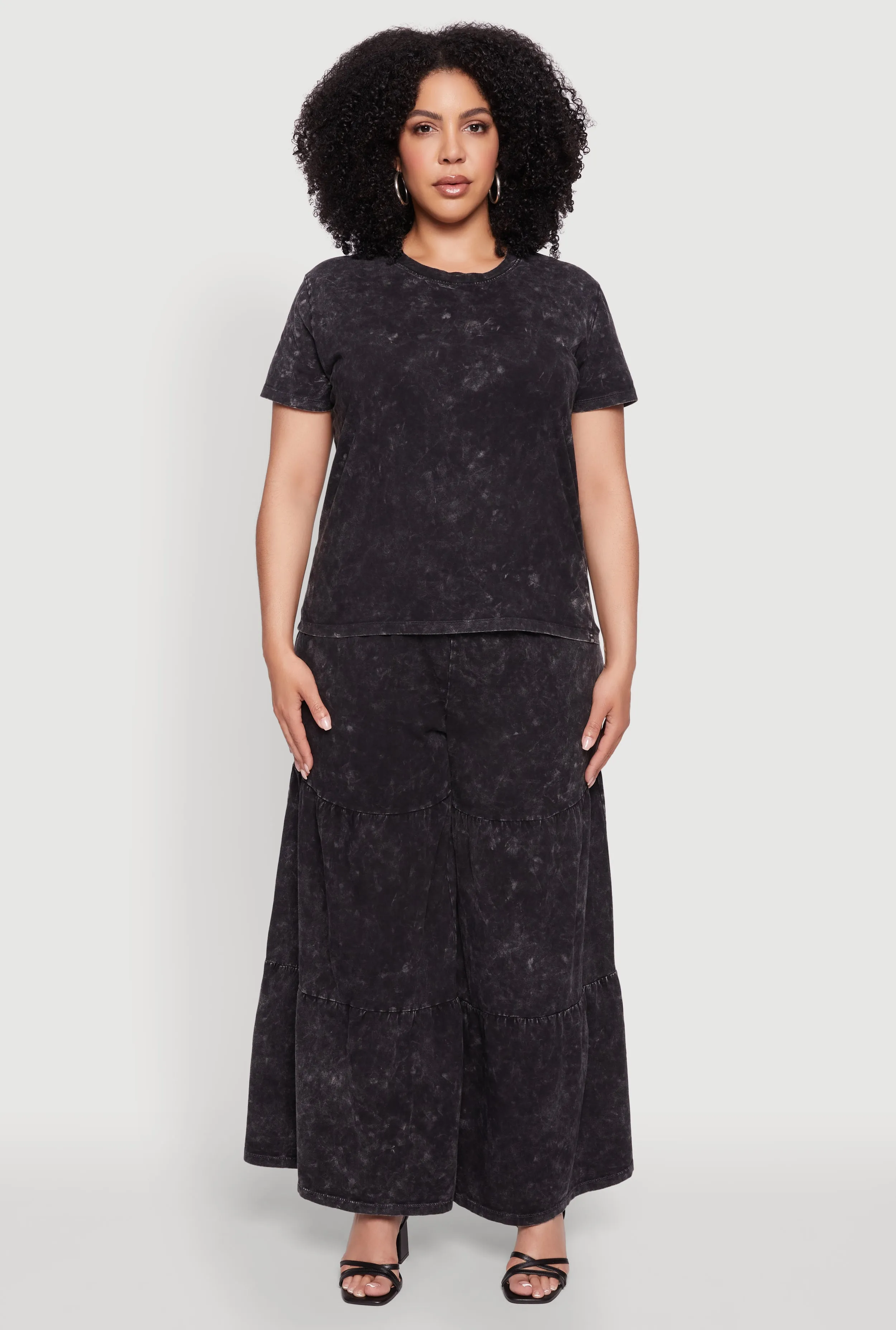 Plus Size Acid Wash Crew Neck Short Sleeve T-Shirt sold by Rainbow product image thumbnail 3