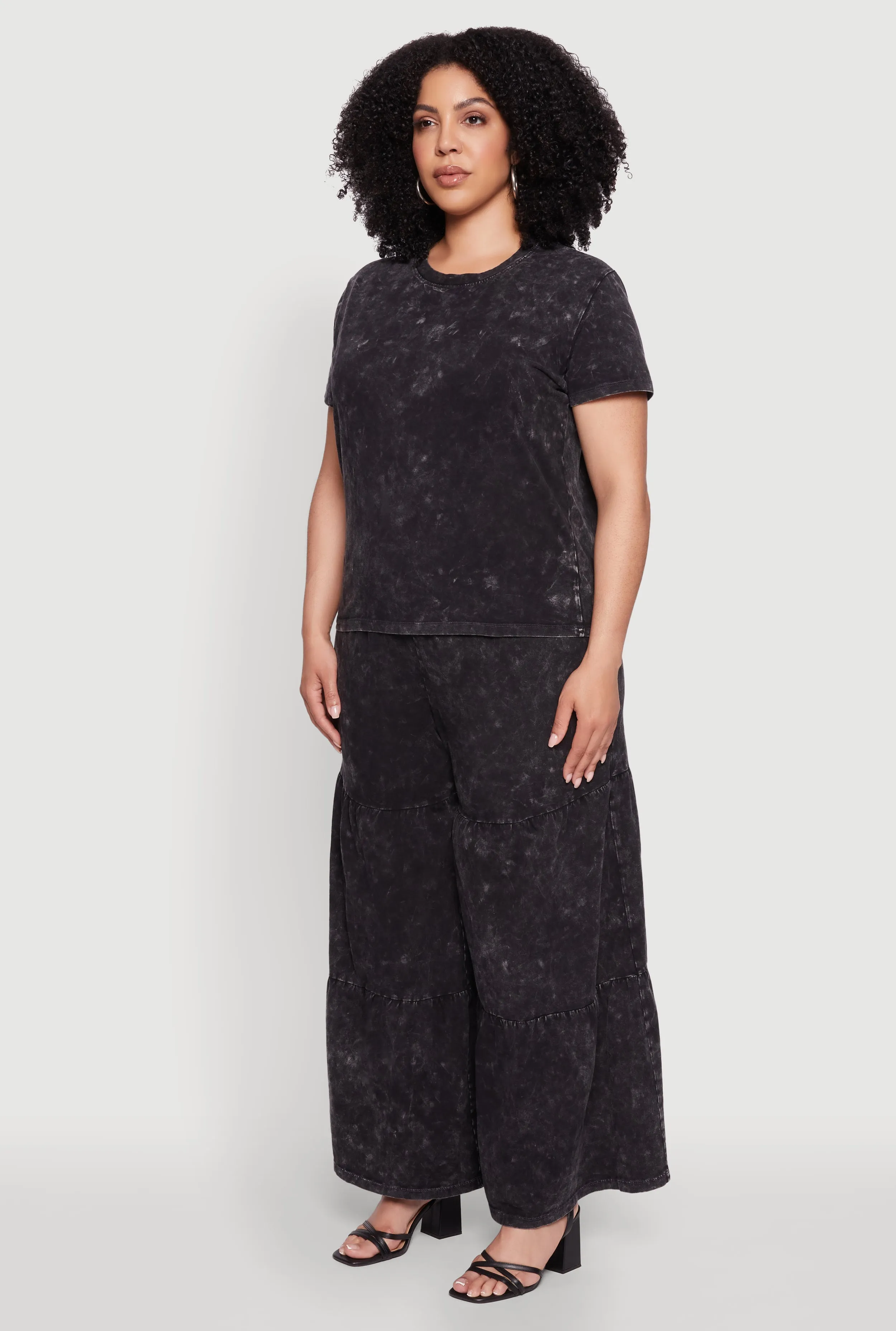 Plus Size Acid Wash Crew Neck Short Sleeve T-Shirt sold by Rainbow product image thumbnail 5