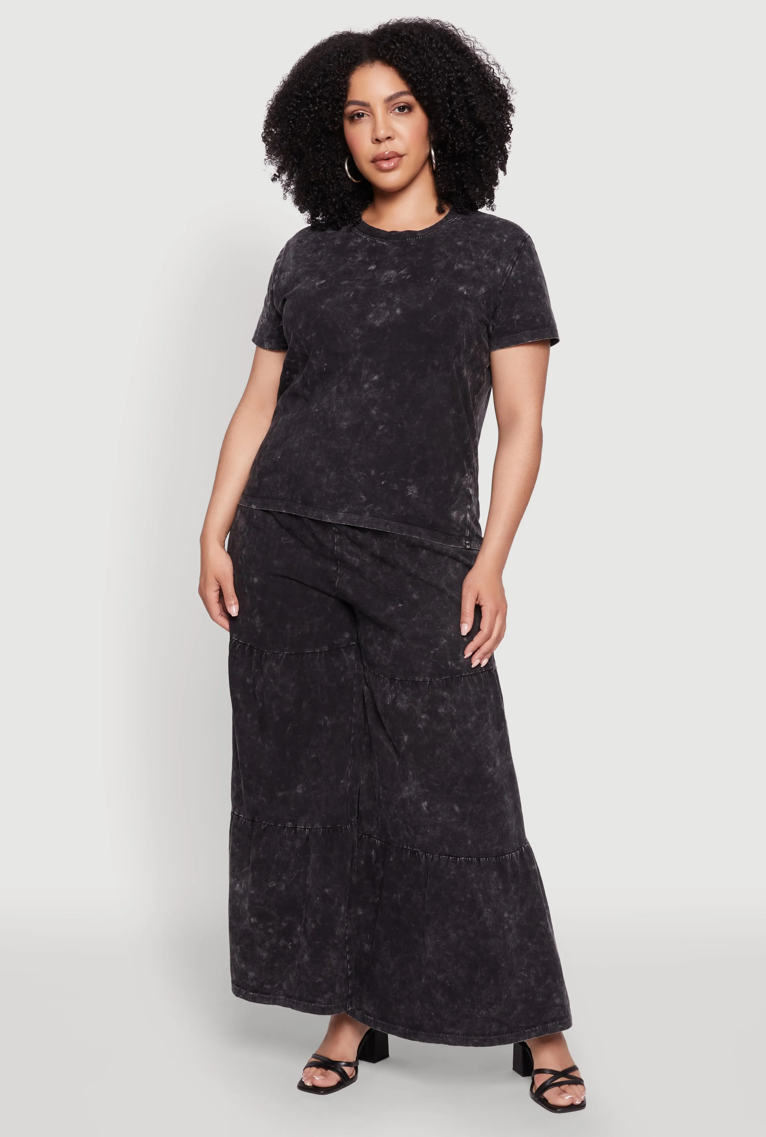 Plus Size Acid Wash Crew Neck Short Sleeve T-Shirt sold by Rainbow product image thumbnail 2