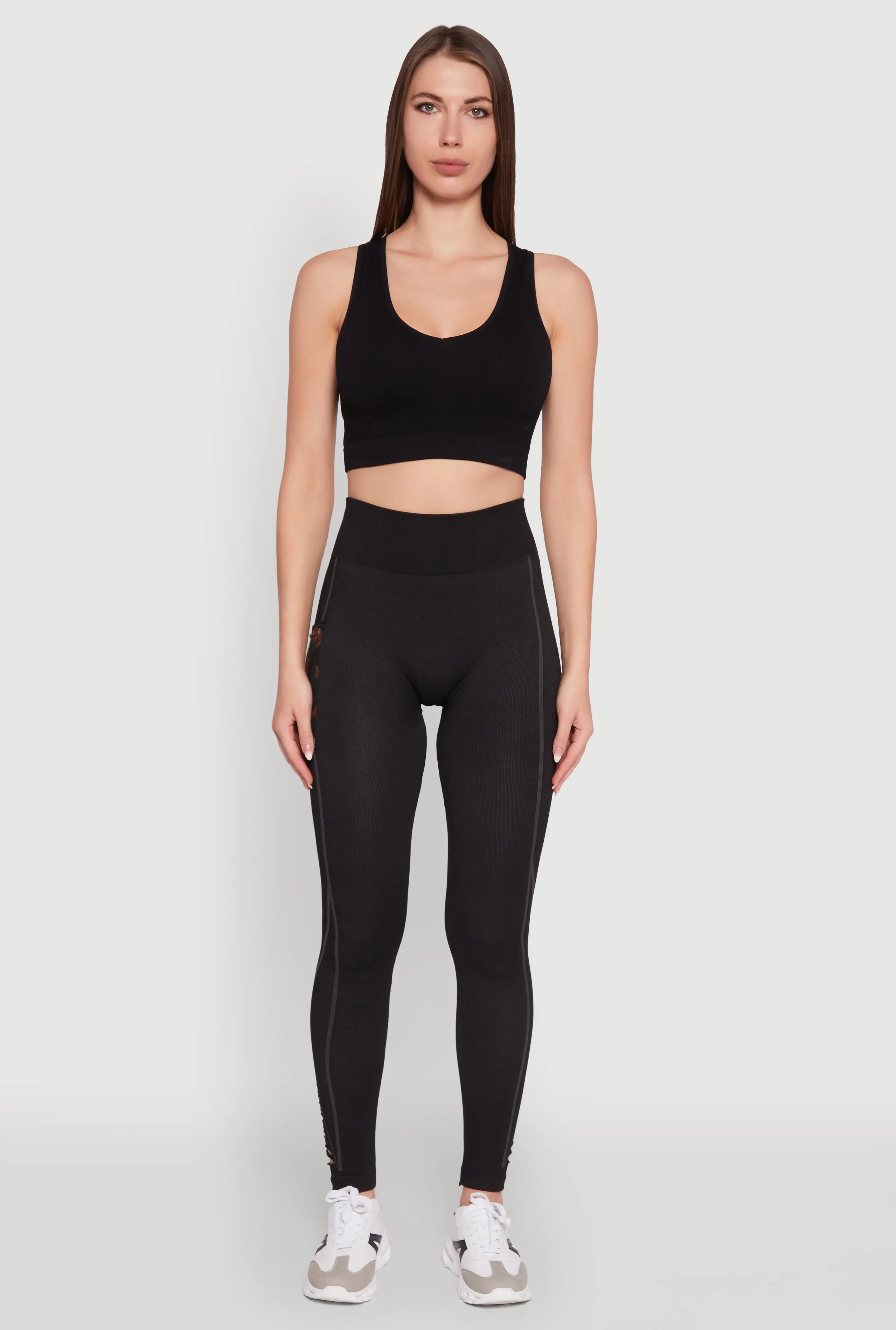 Trendy High Waisted Camo Pocket Laser Cut Leggings sold by Rainbow product image thumbnail 2