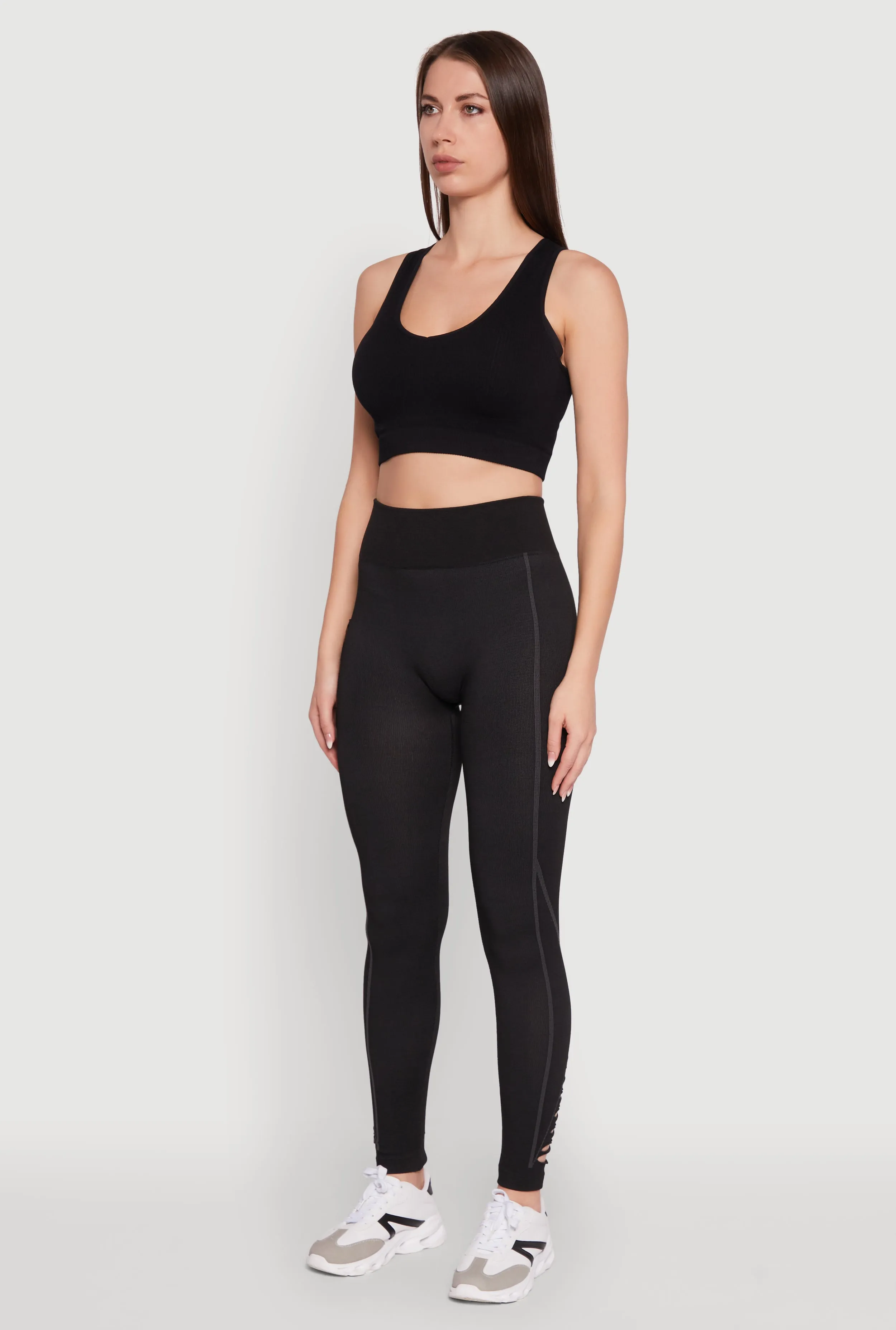 Trendy High Waisted Camo Pocket Laser Cut Leggings sold by Rainbow product image thumbnail 3