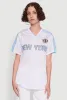 Trendy V-Neck New York Graphic Jersey sold by Rainbow