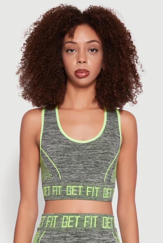 Seamless Get Fit Graphic Cropped Racerback Tank Top sold by Rainbow