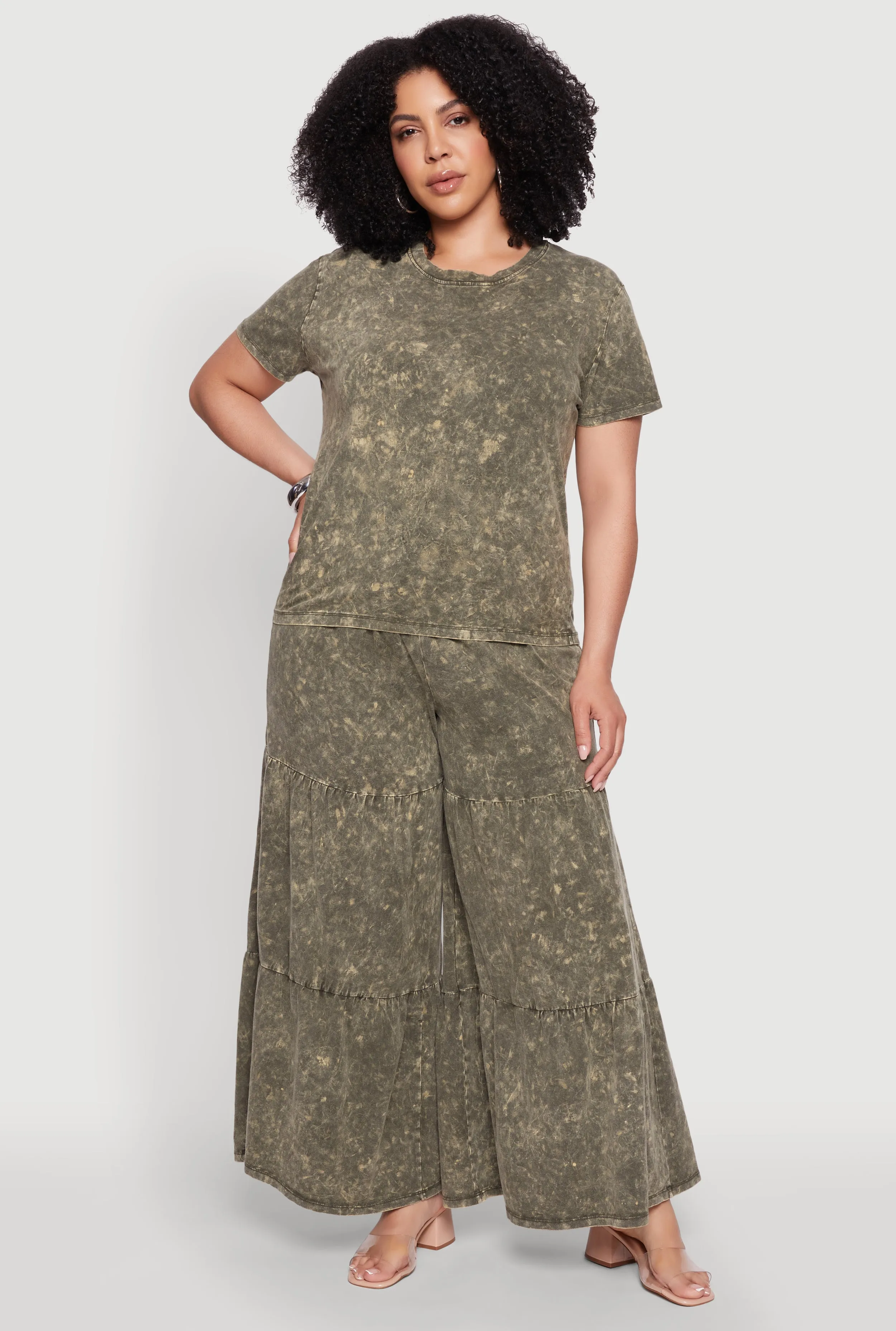 Plus Size Acid Wash Crew Neck Short Sleeve T-Shirt sold by Rainbow product image thumbnail 3