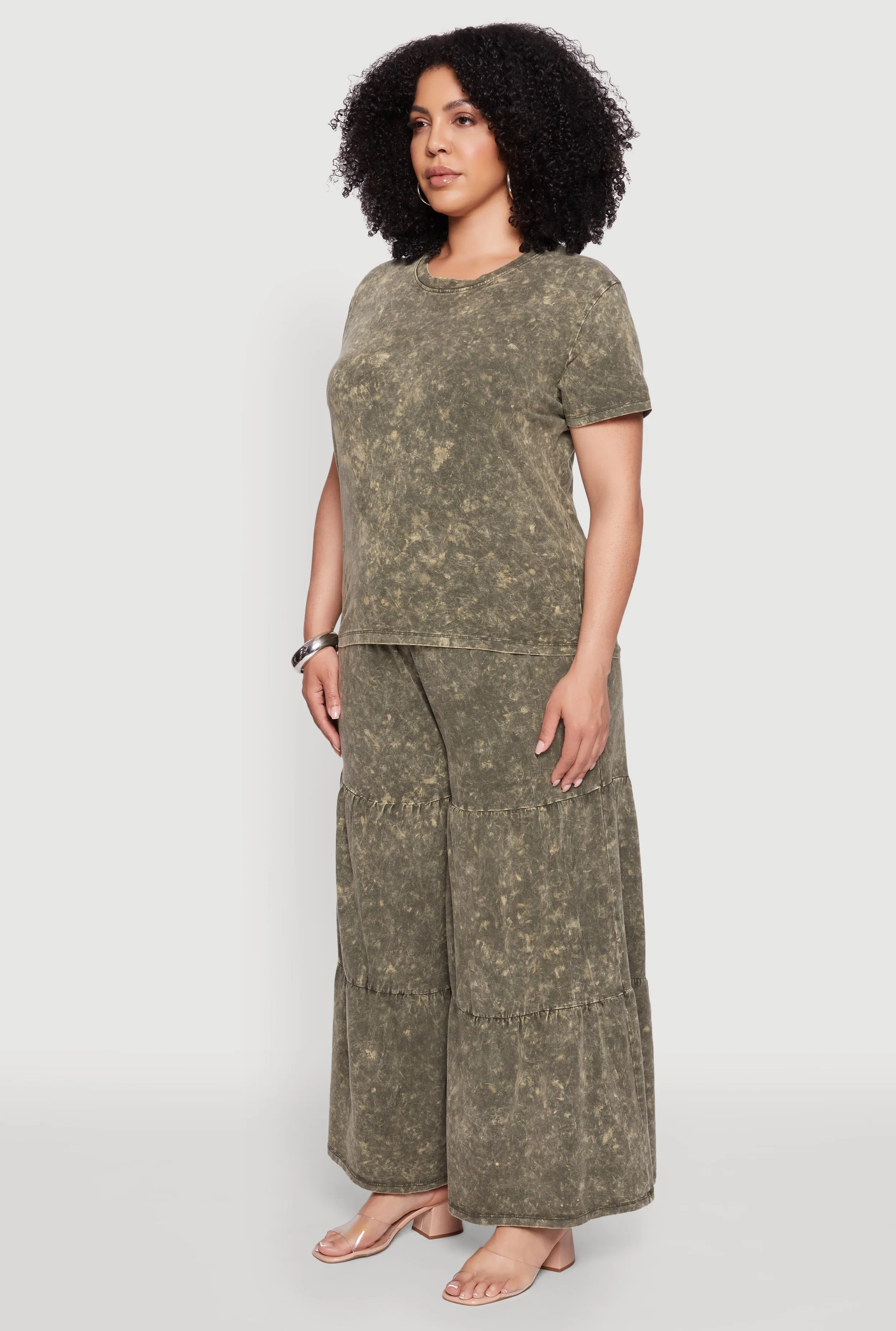 Plus Size Acid Wash Crew Neck Short Sleeve T-Shirt sold by Rainbow product image thumbnail 5