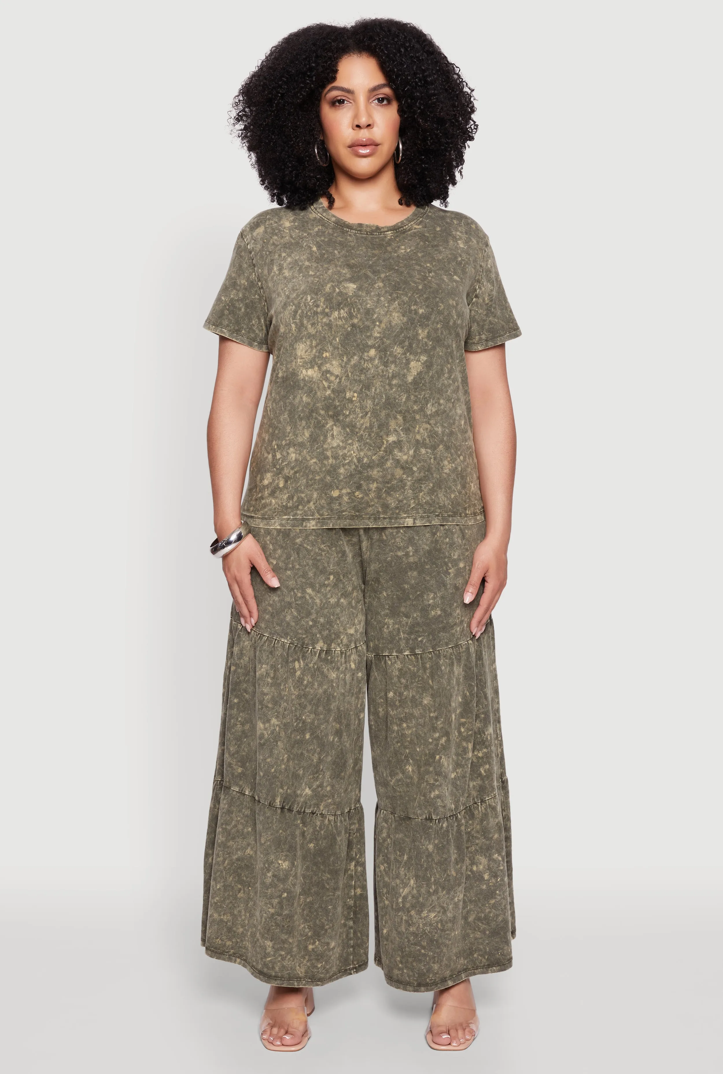 Plus Size Acid Wash Crew Neck Short Sleeve T-Shirt sold by Rainbow product image thumbnail 2