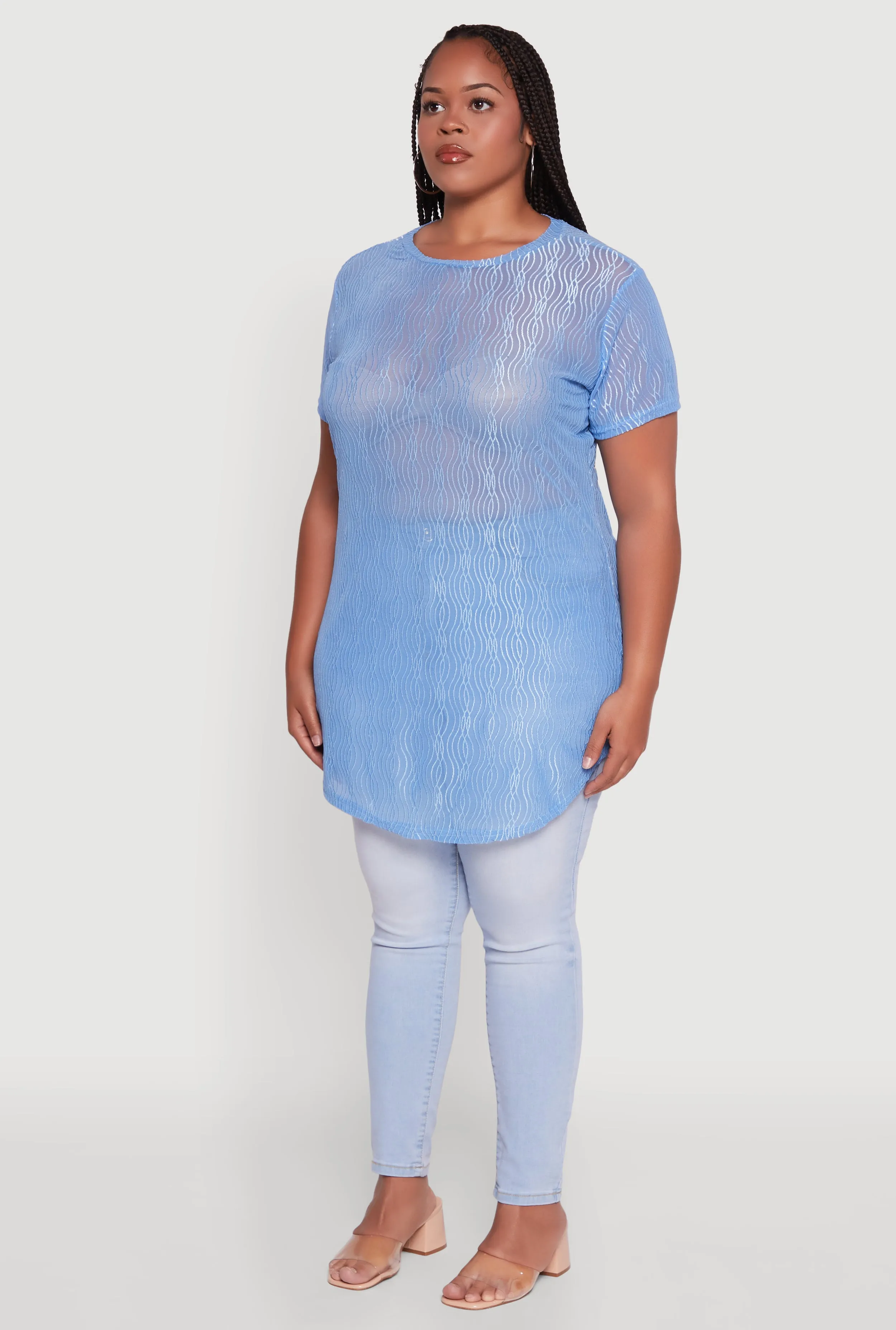 Plus Size Sheer Textured Knit Tunic Top sold by Rainbow product image thumbnail 5