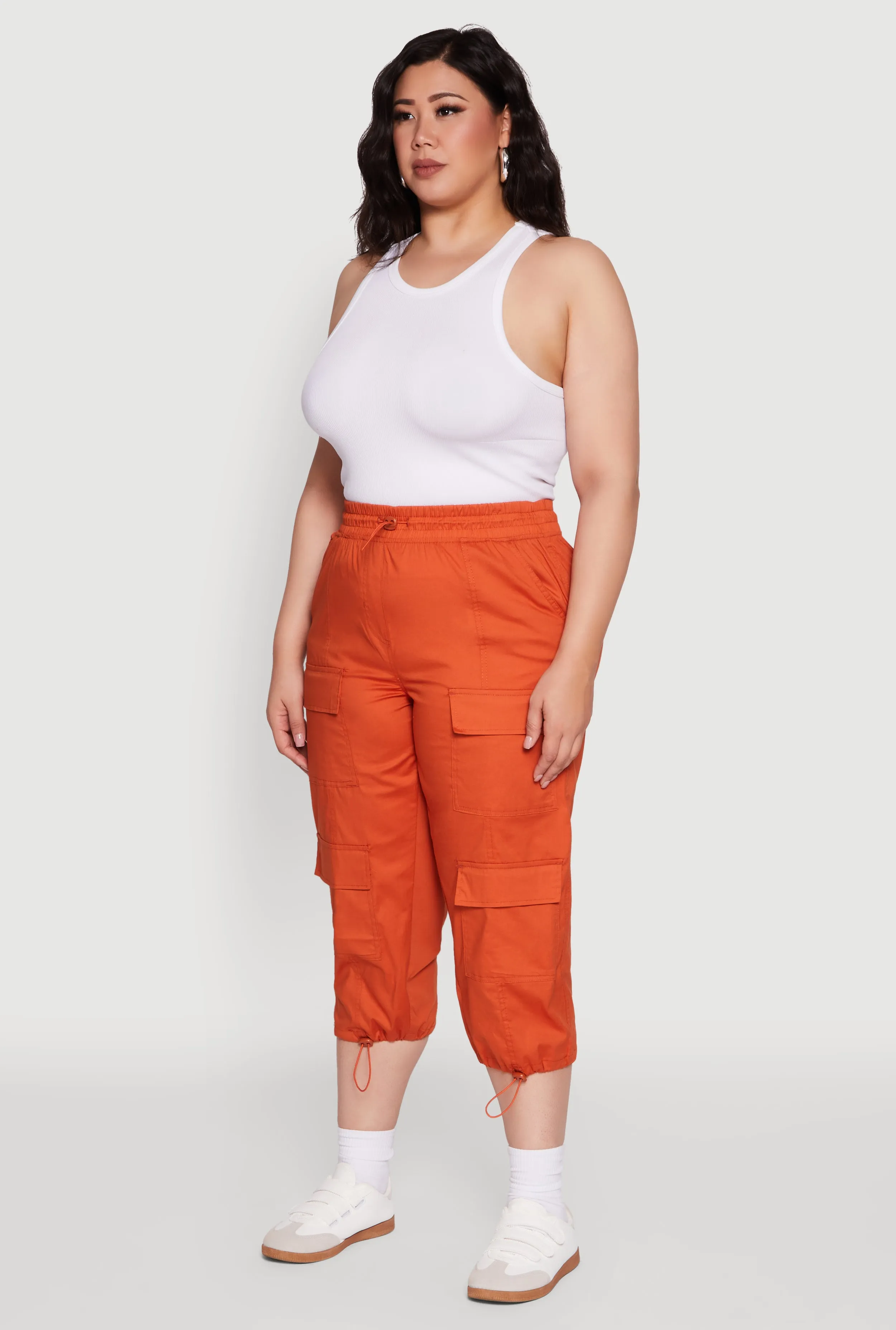 Plus Size Poplin Drawstring Hem Utility Capris sold by Rainbow product image thumbnail 3