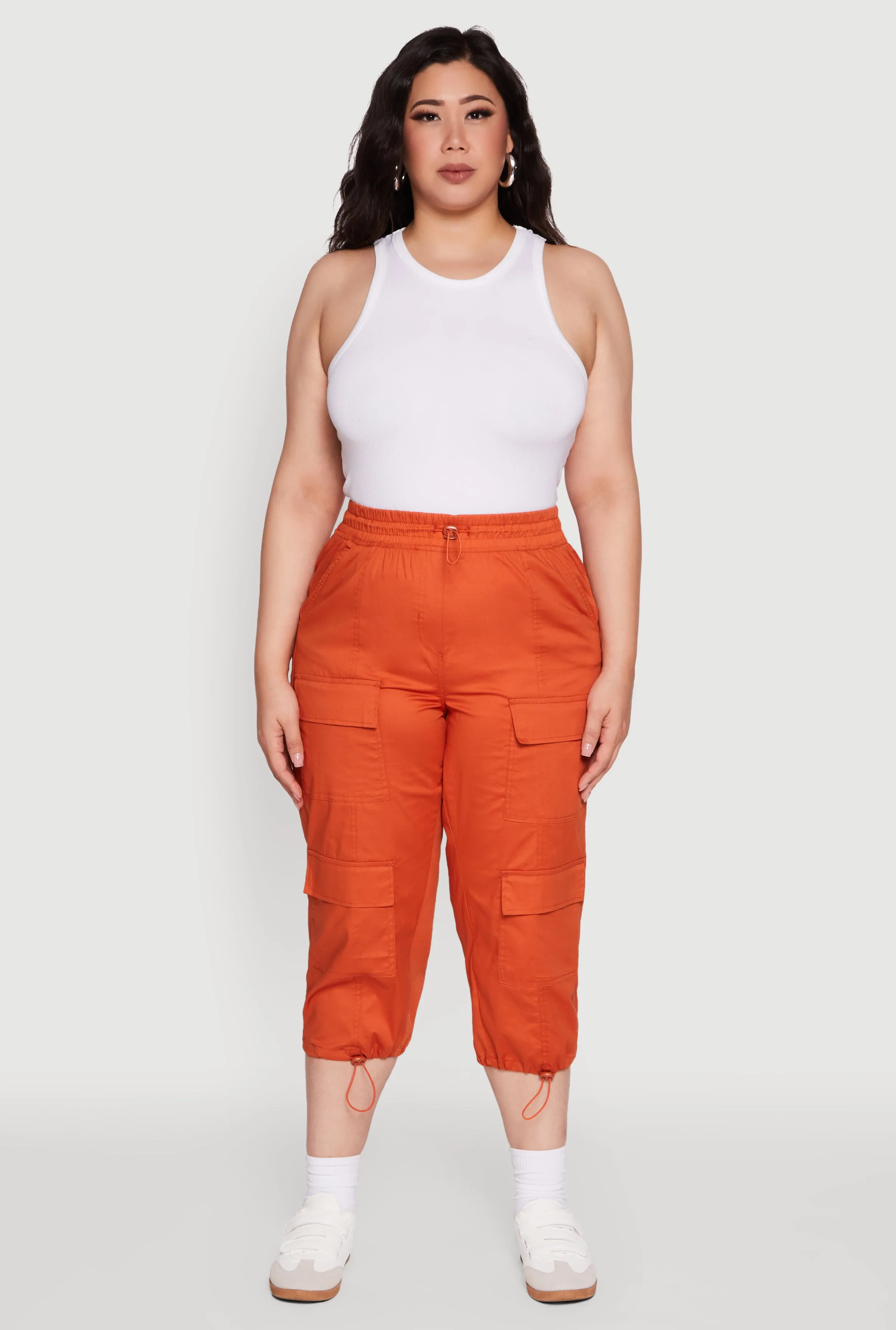 Plus Size Poplin Drawstring Hem Utility Capris sold by Rainbow product image thumbnail 2