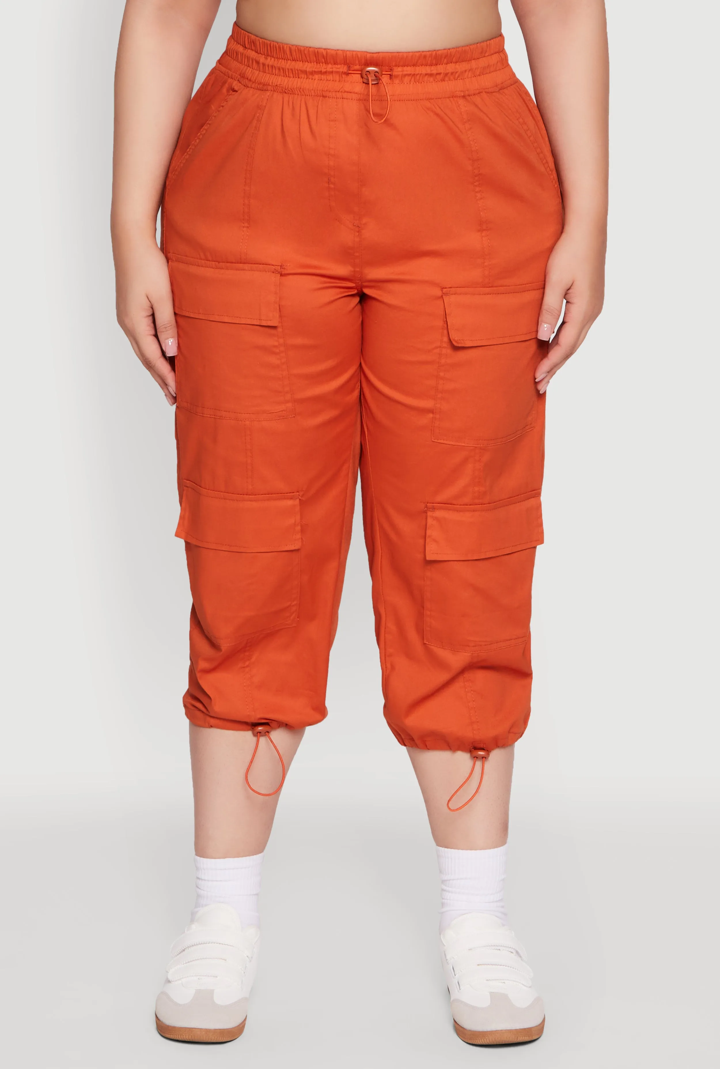 Plus Size Poplin Drawstring Hem Utility Capris sold by Rainbow product image thumbnail 5