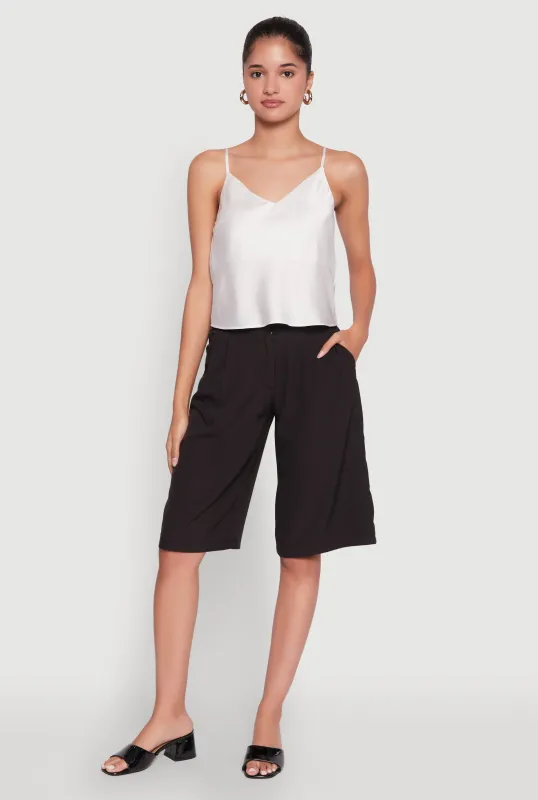 Satin V-Neck Cropped Cami with Adjustable Straps sold by Rainbow