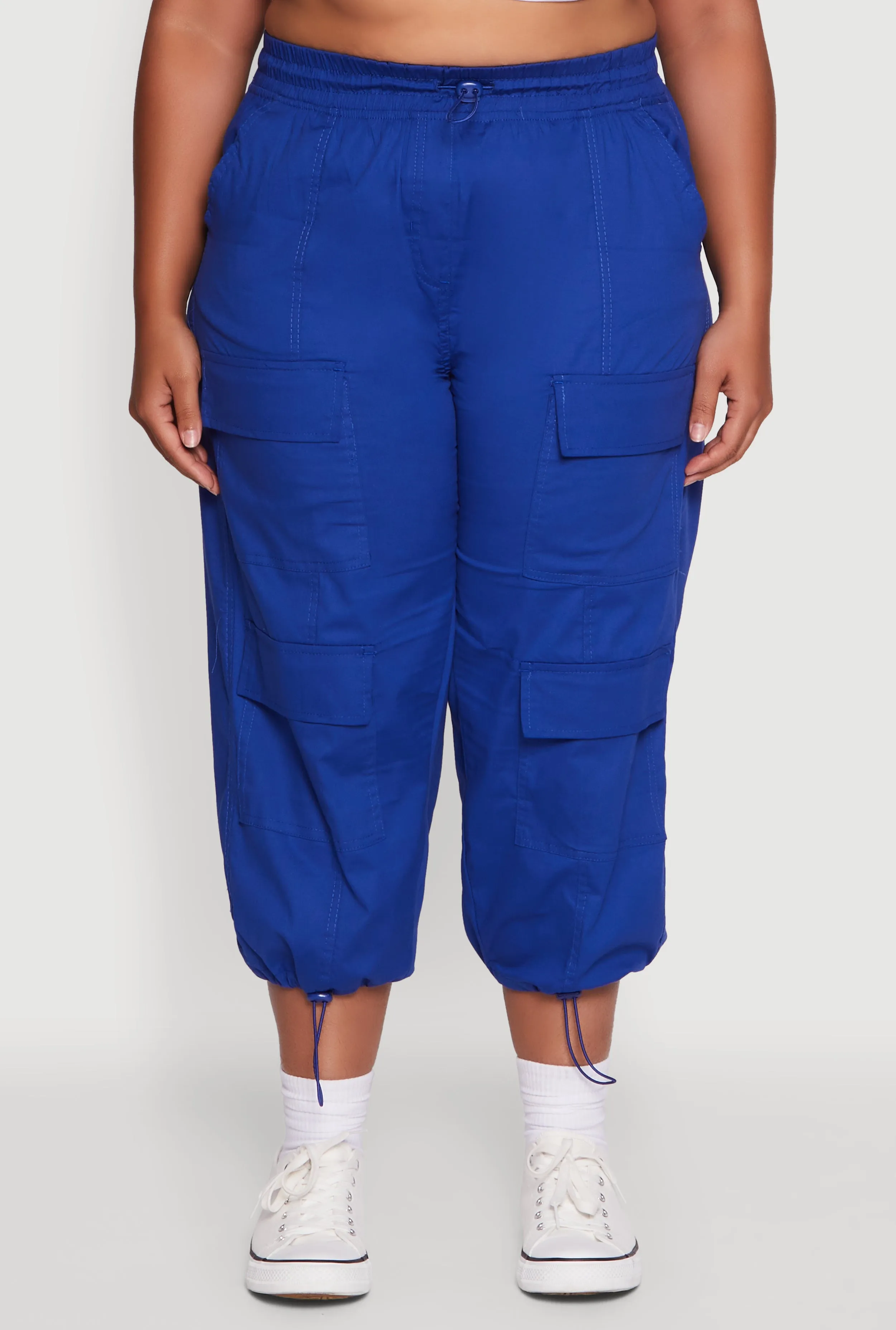 Plus Size Poplin Drawstring Hem Utility Capris sold by Rainbow product image thumbnail 5