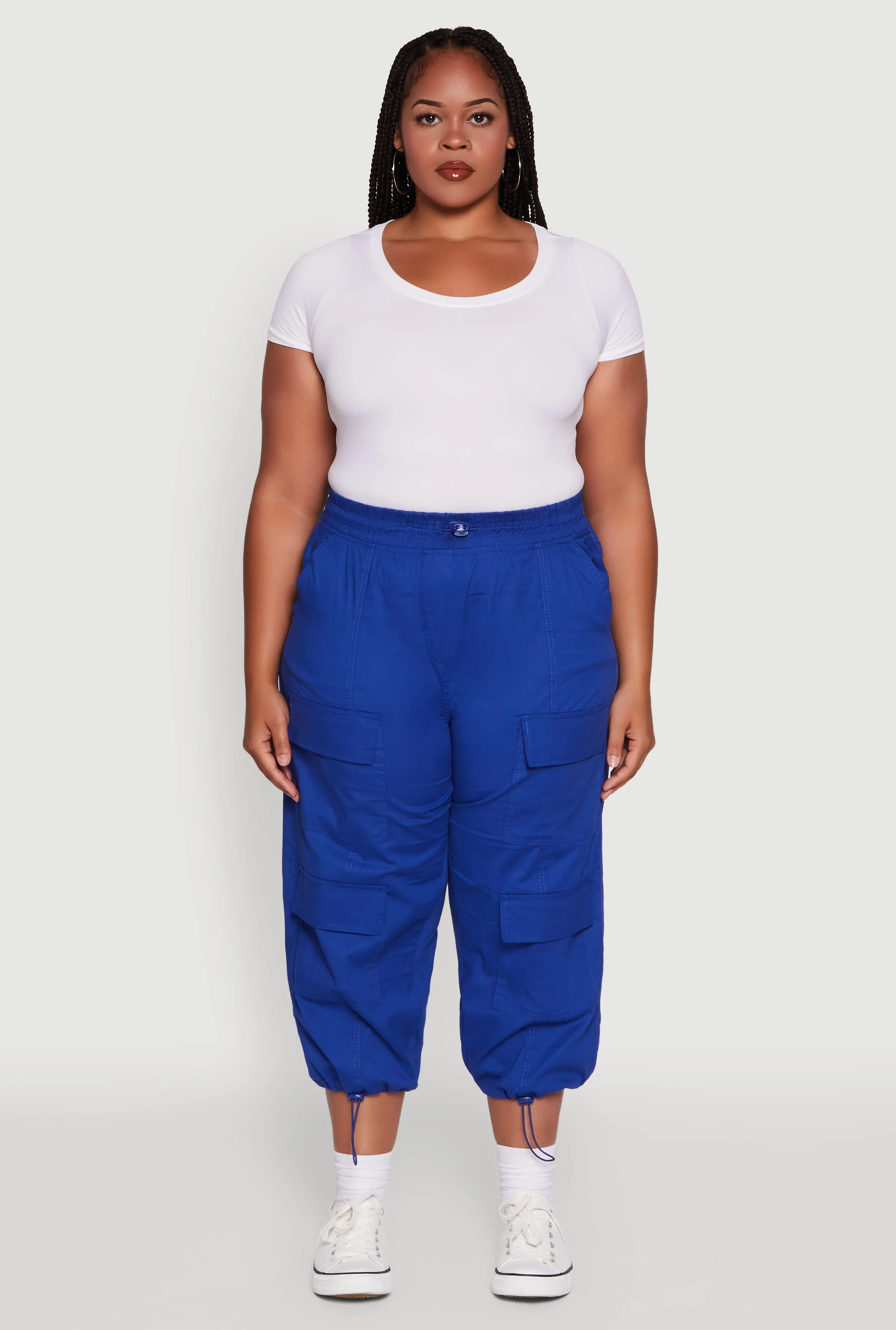 Plus Size Poplin Drawstring Hem Utility Capris sold by Rainbow product image thumbnail 2