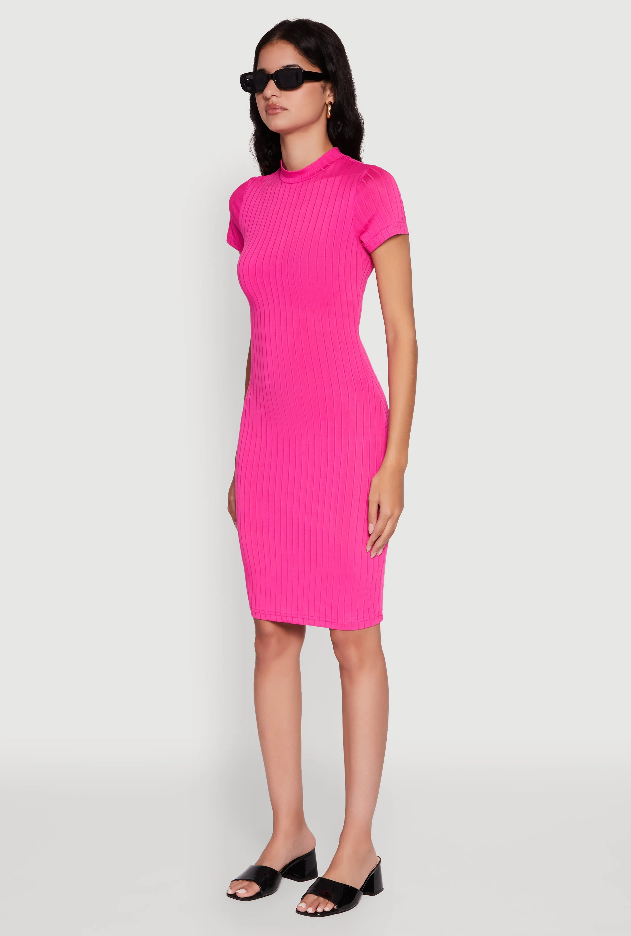 Daisy Rib Knit Mock Neck T Shirt Dress sold by Rainbow product image thumbnail 3