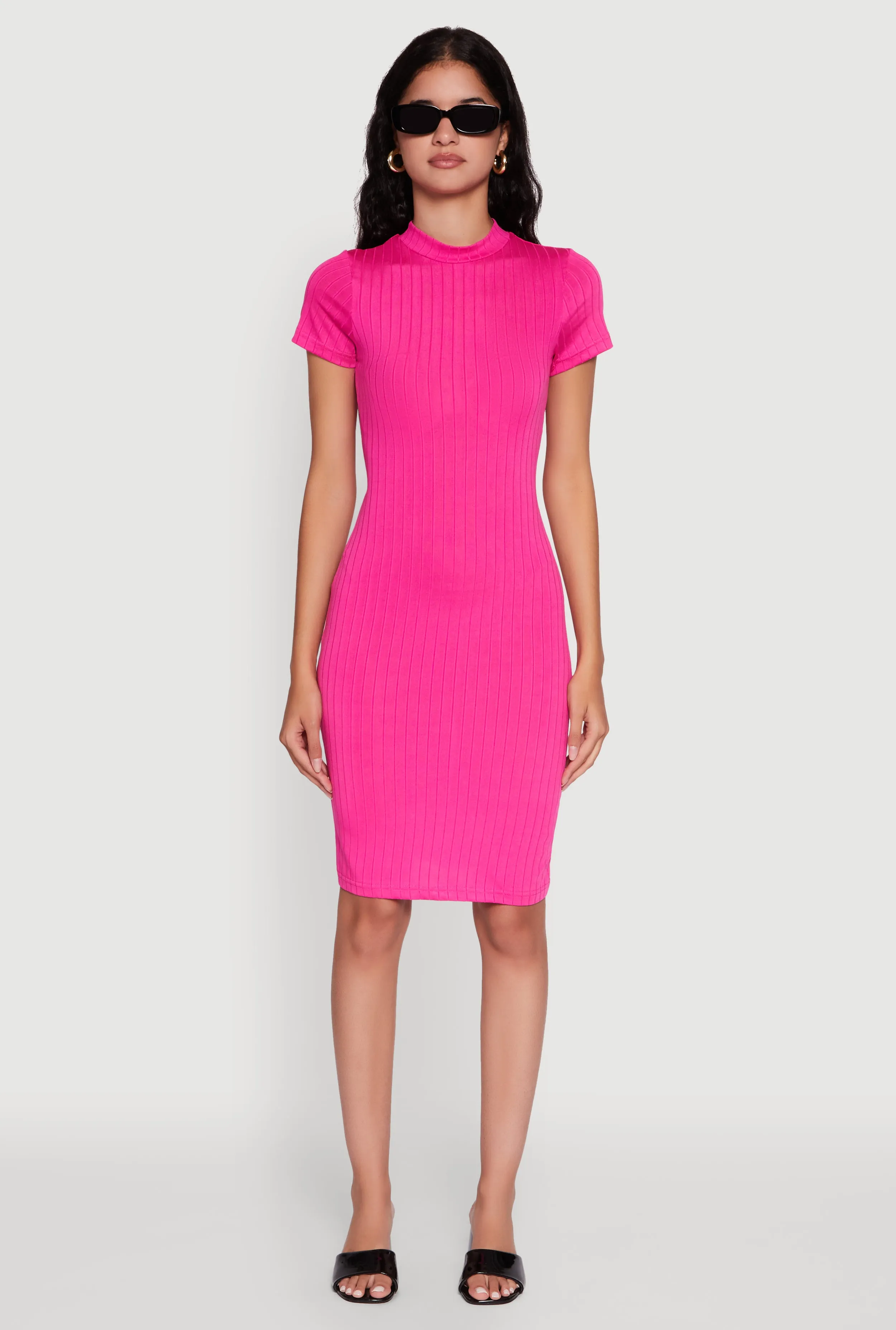 Daisy Rib Knit Mock Neck T Shirt Dress sold by Rainbow product image thumbnail 2