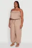 Plus Size Strapless Tube Jumpsuit with Tie Waist sold by Rainbow
