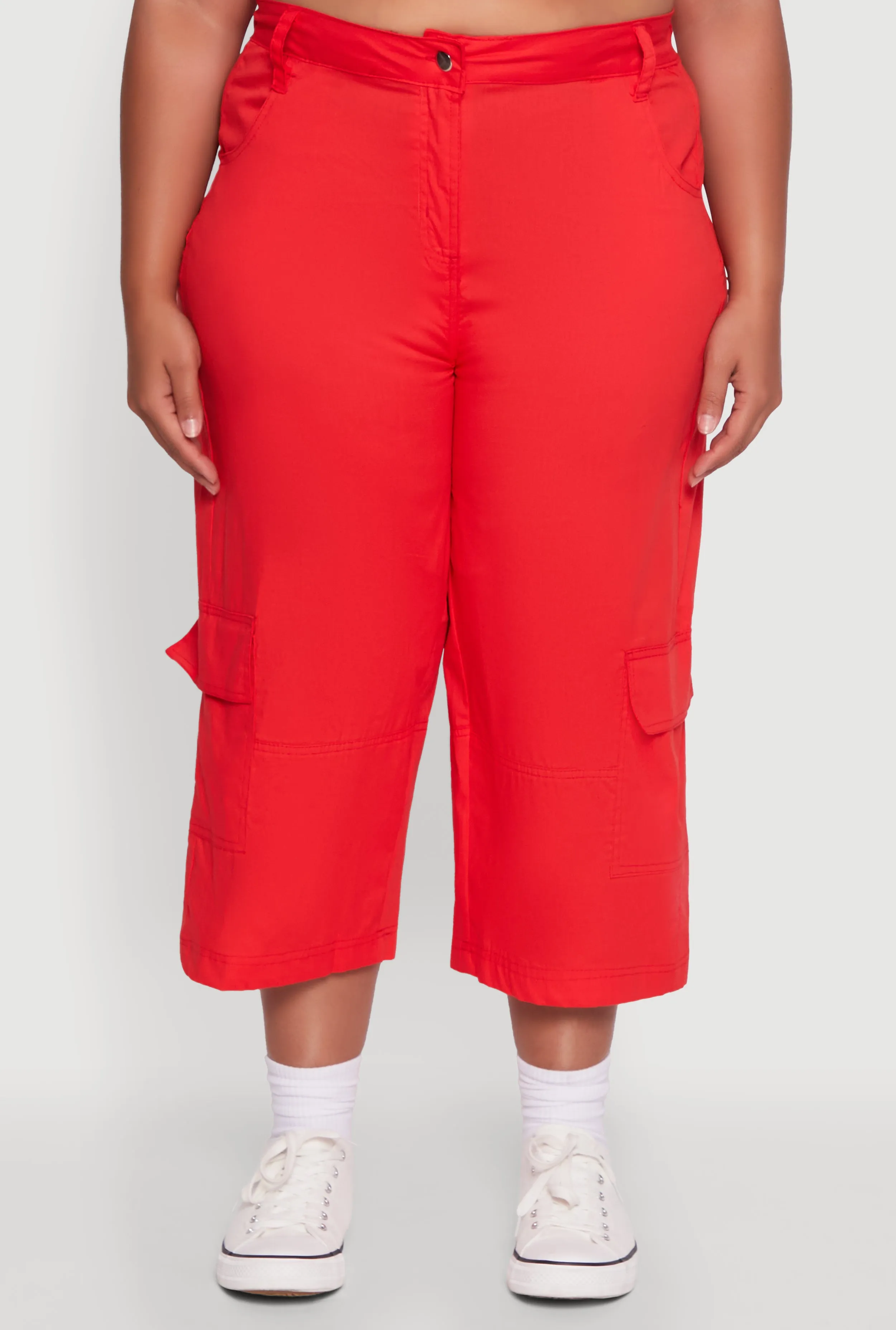 Plus Size Poplin High Waisted Cargo Capris sold by Rainbow product image thumbnail 5