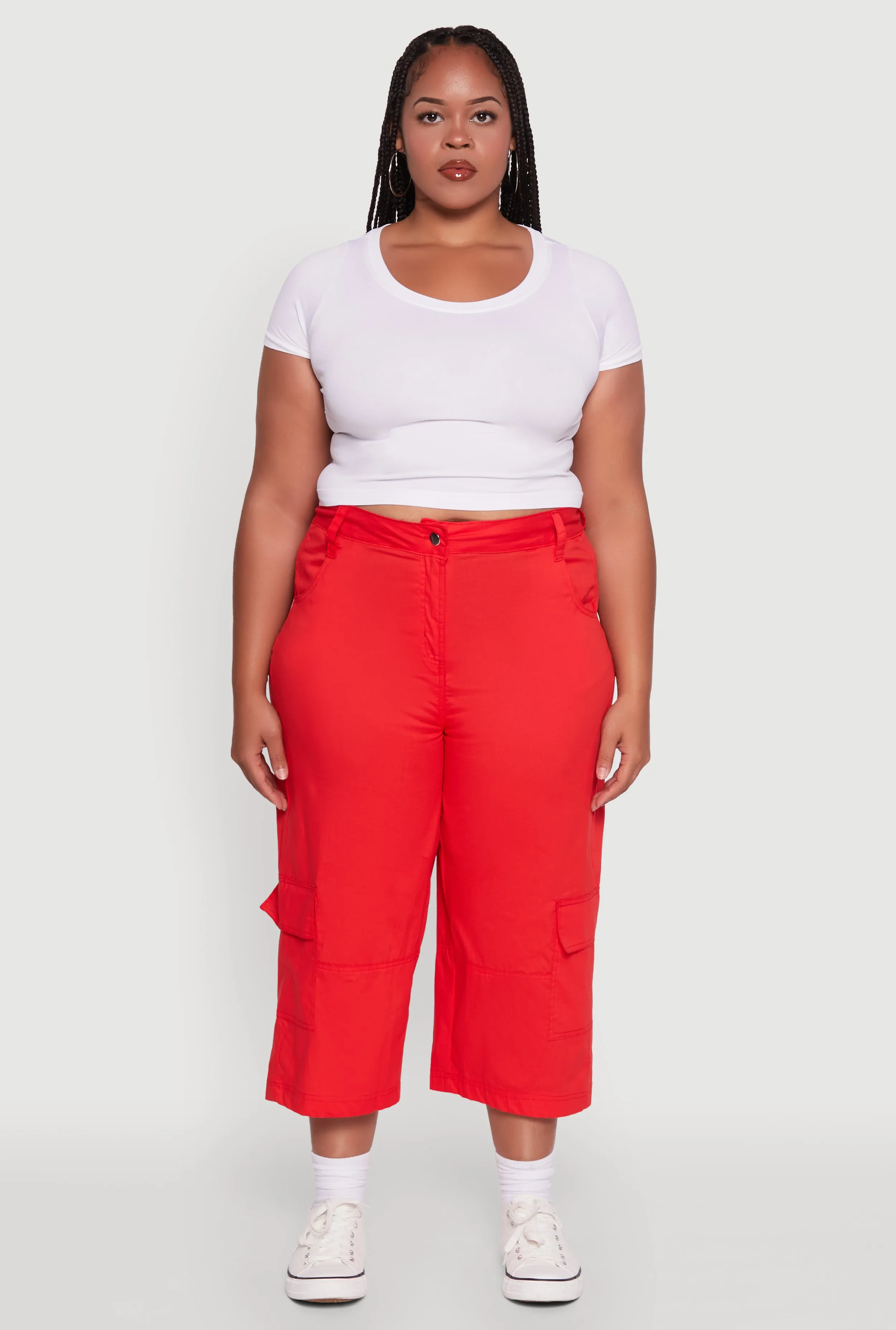 Plus Size Poplin High Waisted Cargo Capris sold by Rainbow product image thumbnail 2