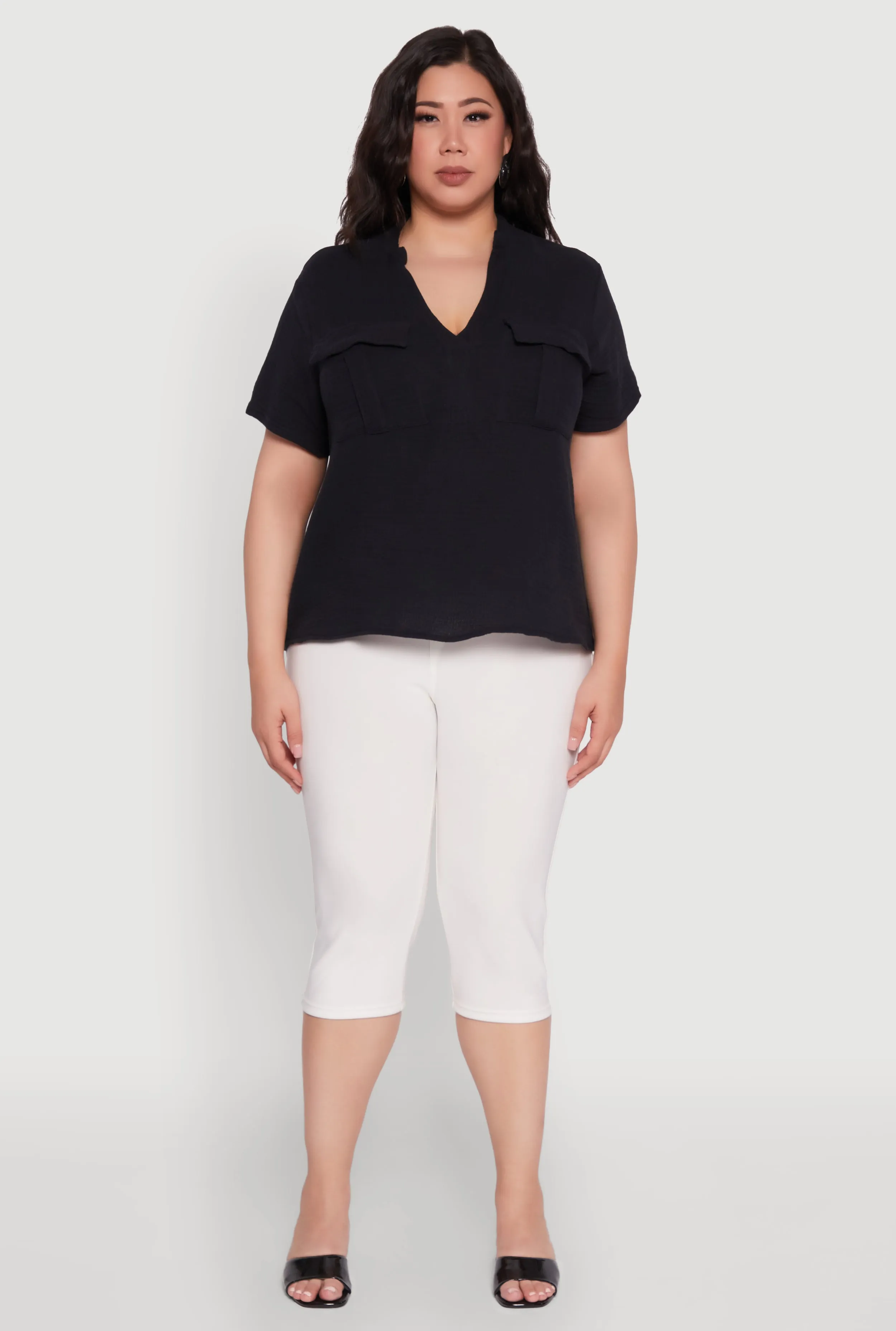 Plus Size Gauze Knit Cargo Pocket Blouse sold by Rainbow product image thumbnail 3