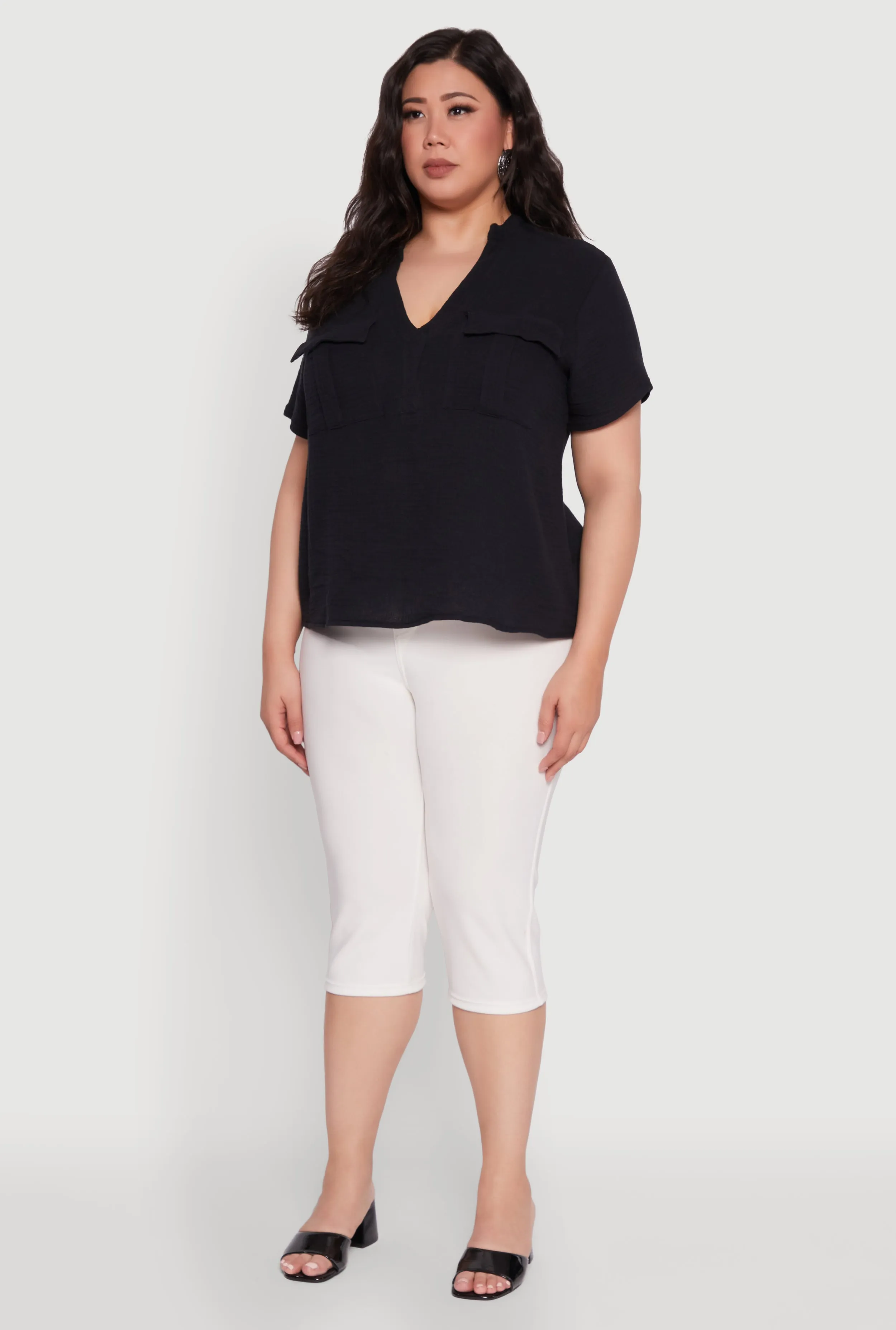 Plus Size Gauze Knit Cargo Pocket Blouse sold by Rainbow product image thumbnail 5