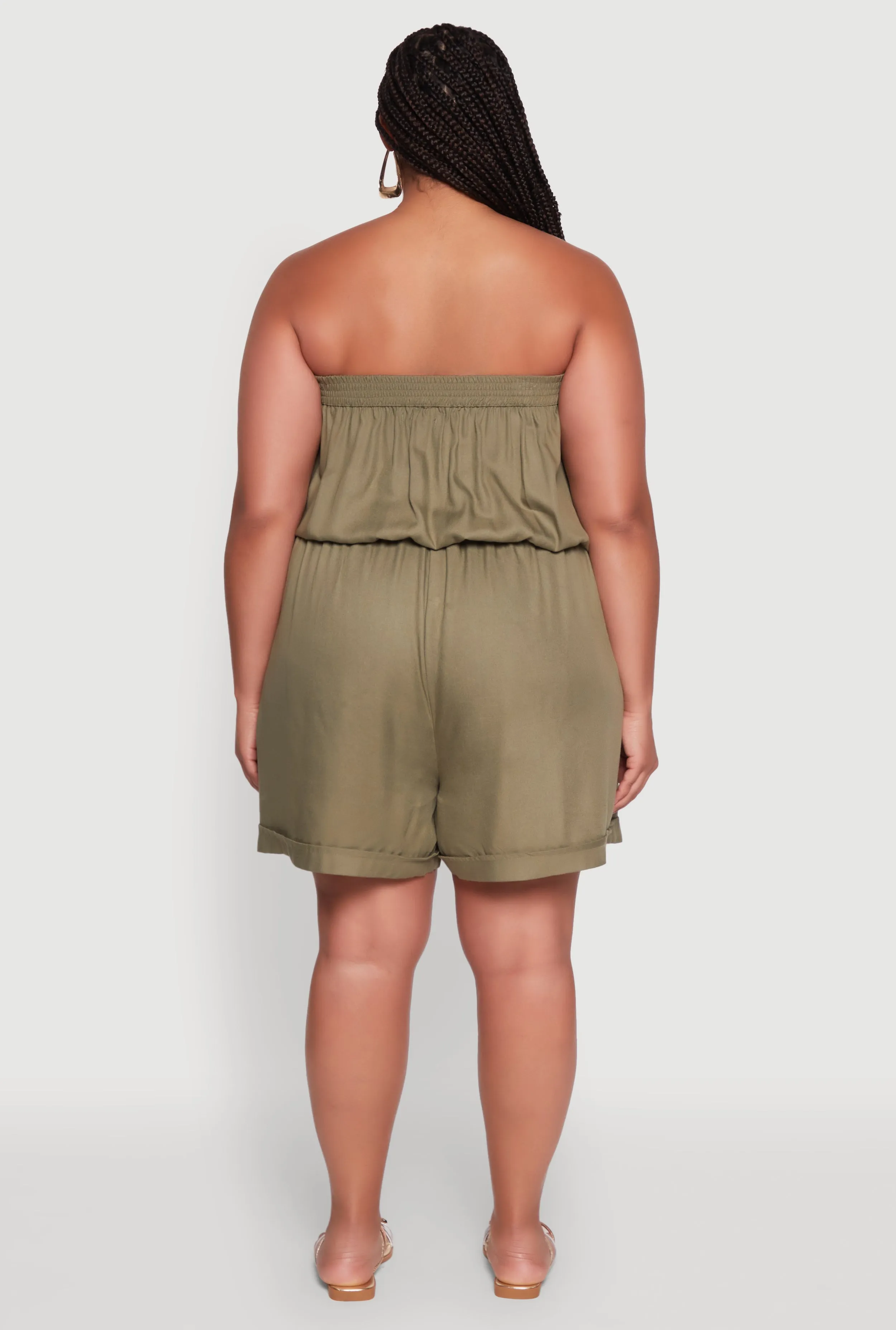 Plus Size Strapless Cargo Pocket Romper sold by Rainbow product image thumbnail 5