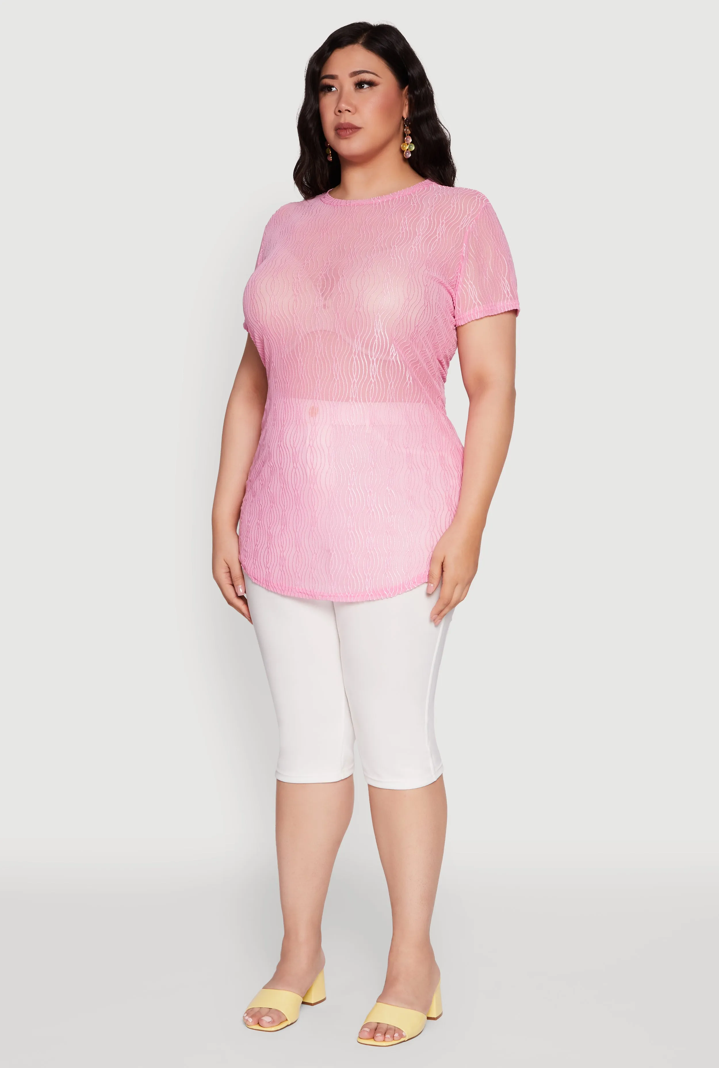 Plus Size Sheer Textured Knit Tunic Top sold by Rainbow product image thumbnail 5